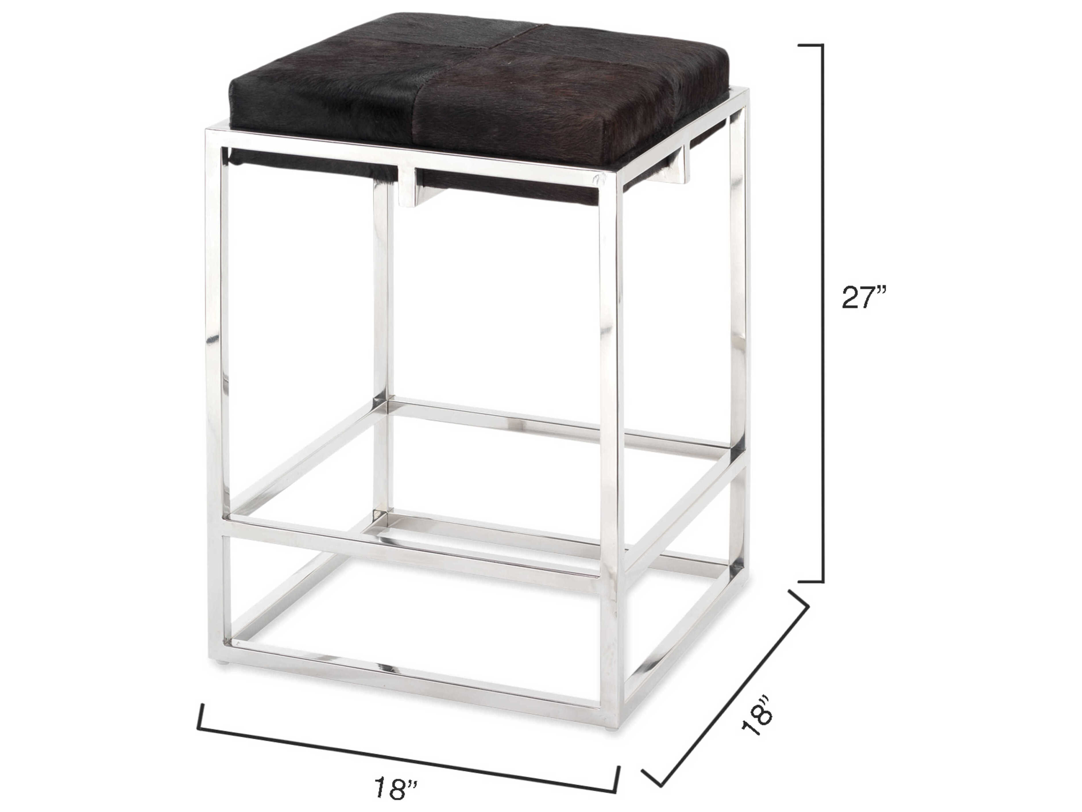 Jamie Young Shelby Leather Espresso Hide Nickel Metal Counter Stool