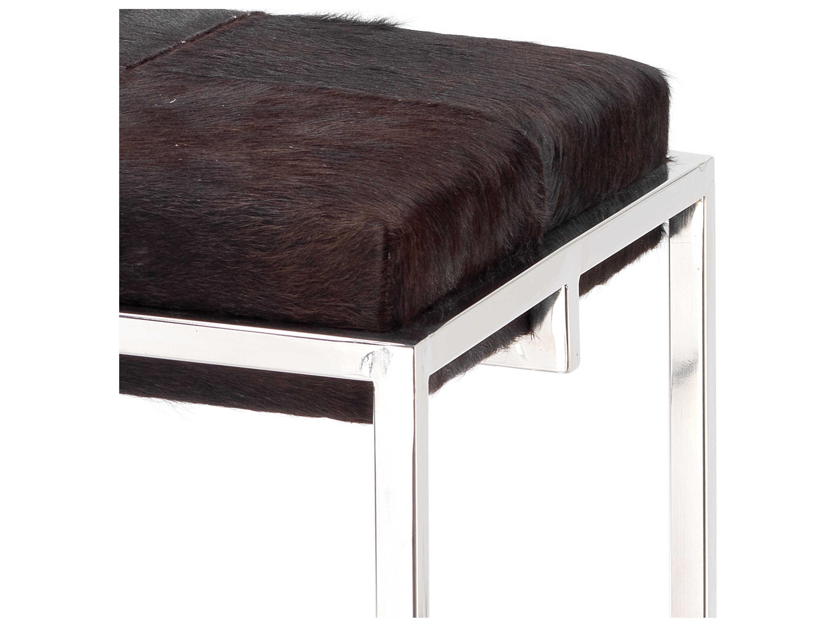 Jamie Young Shelby Leather Espresso Hide Nickel Metal Counter Stool