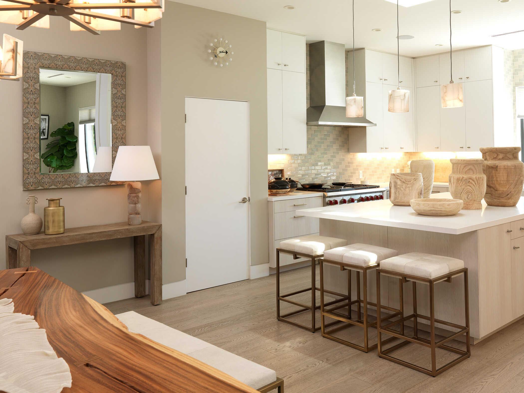 Jamie Young Shelby Leather White Hide Antique Brass Counter Stool