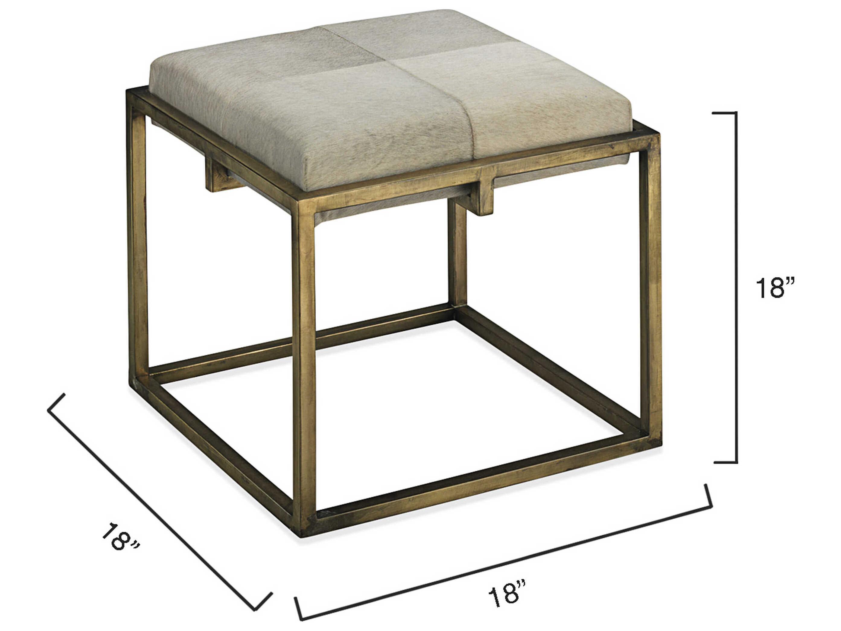 Jamie Young Shelby Antique Brass & White Hide Stool