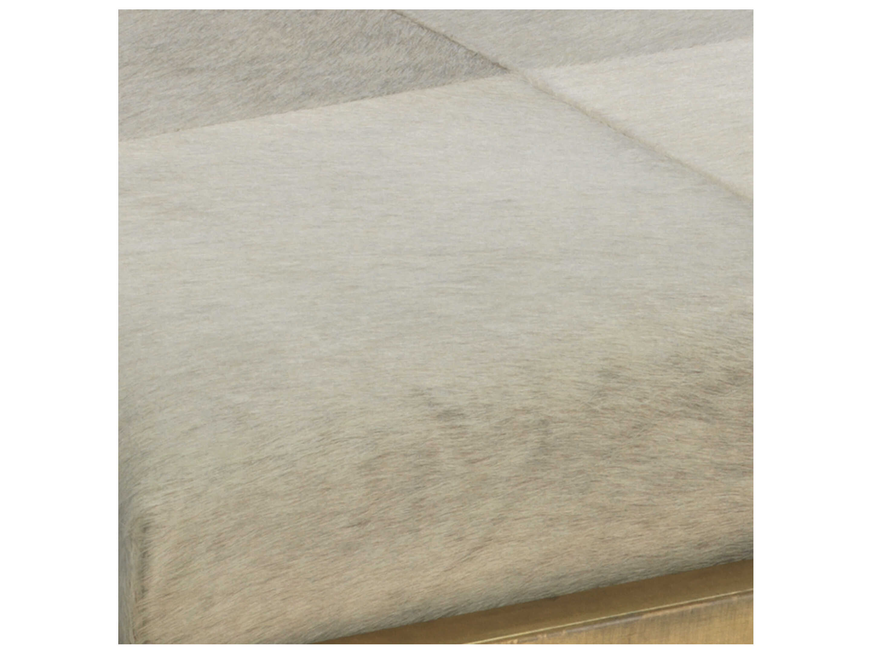 Jamie Young Shelby Antique Brass & White Hide Stool