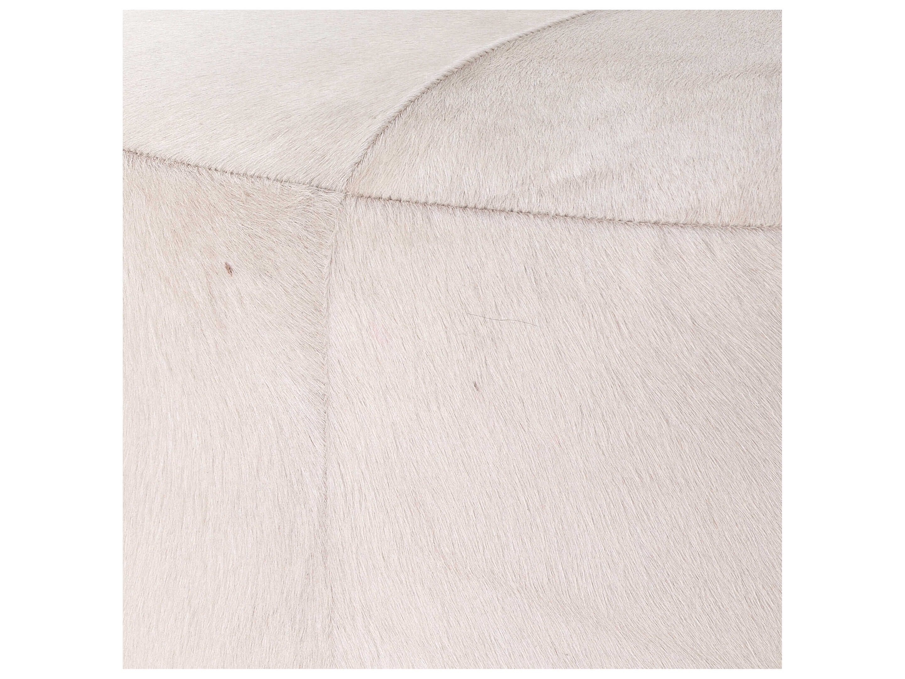 Jamie Young White Hide Antique Brass Gold Leather Ottoman