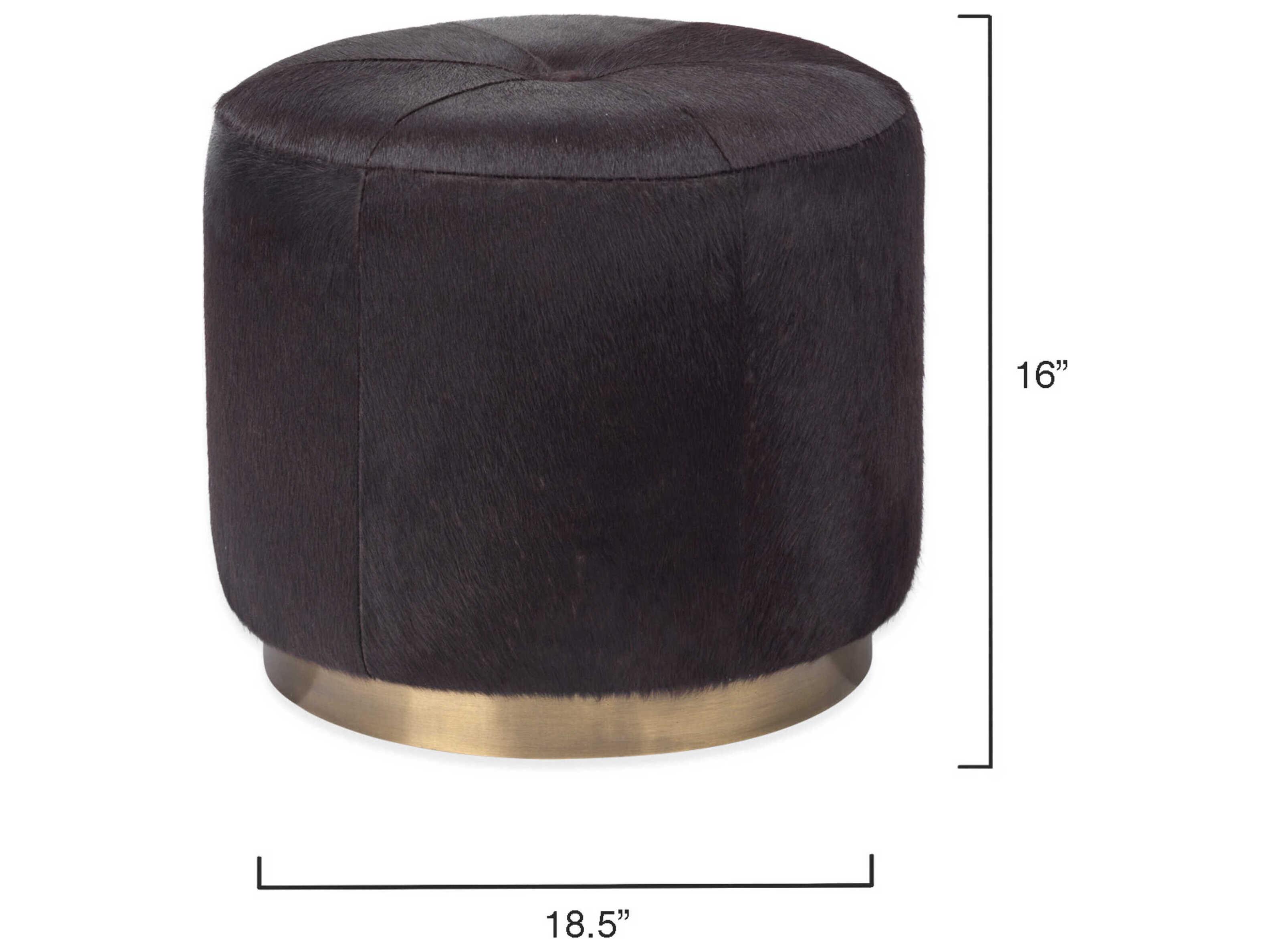 Jamie Young Espresso Hide Antique Brass Brown Leather Ottoman