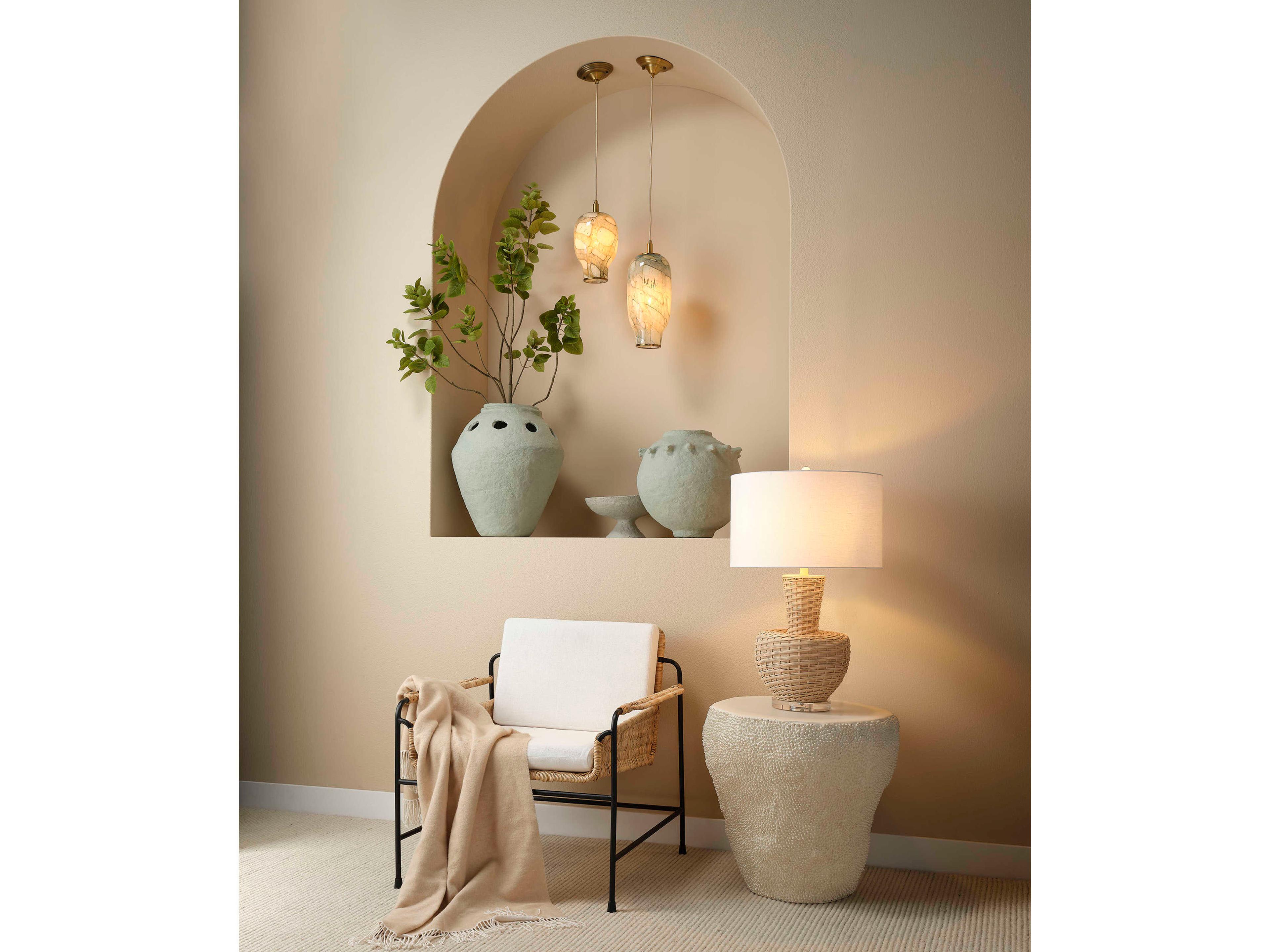 Jamie Young Uni Side End Fiberglass Cream White Table