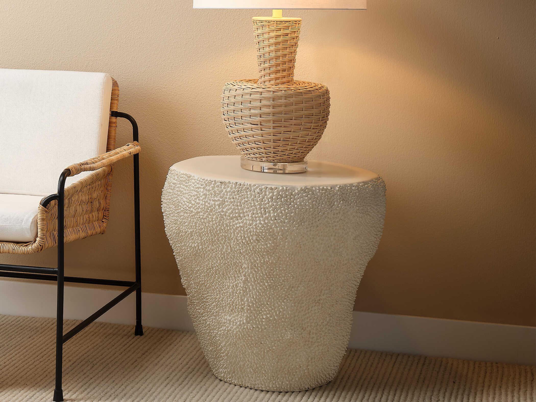 Jamie Young Uni Side End Fiberglass Cream White Table