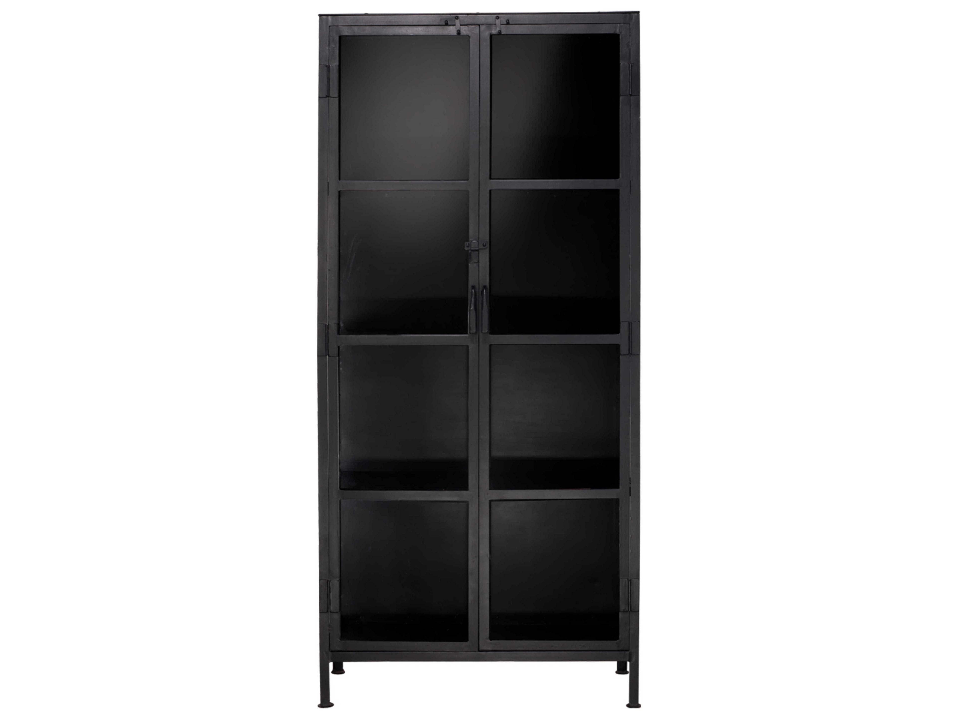 Jamie Young Black Iron & Clear Glass Curio Display Cabinet