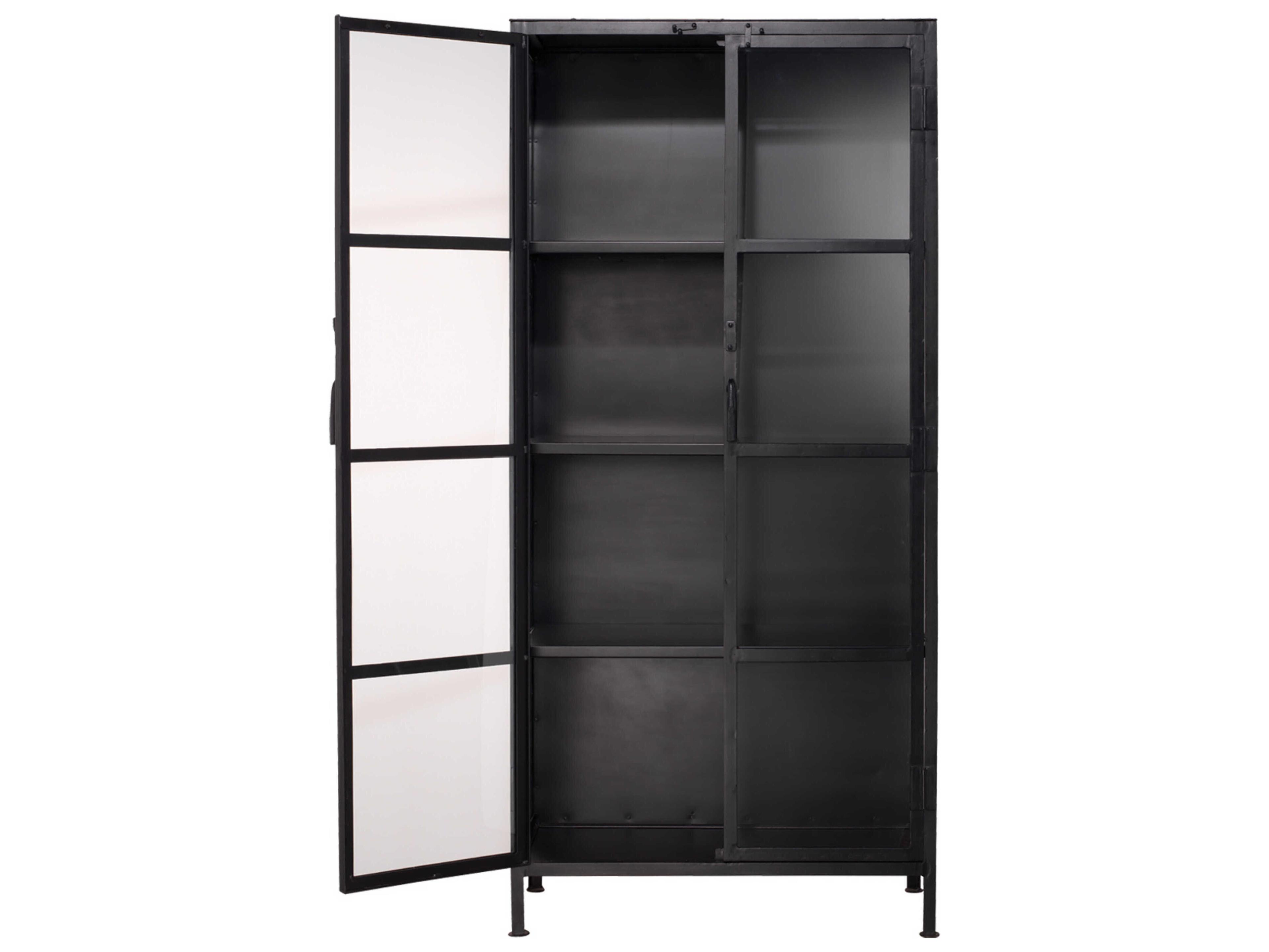 Jamie Young Black Iron & Clear Glass Curio Display Cabinet