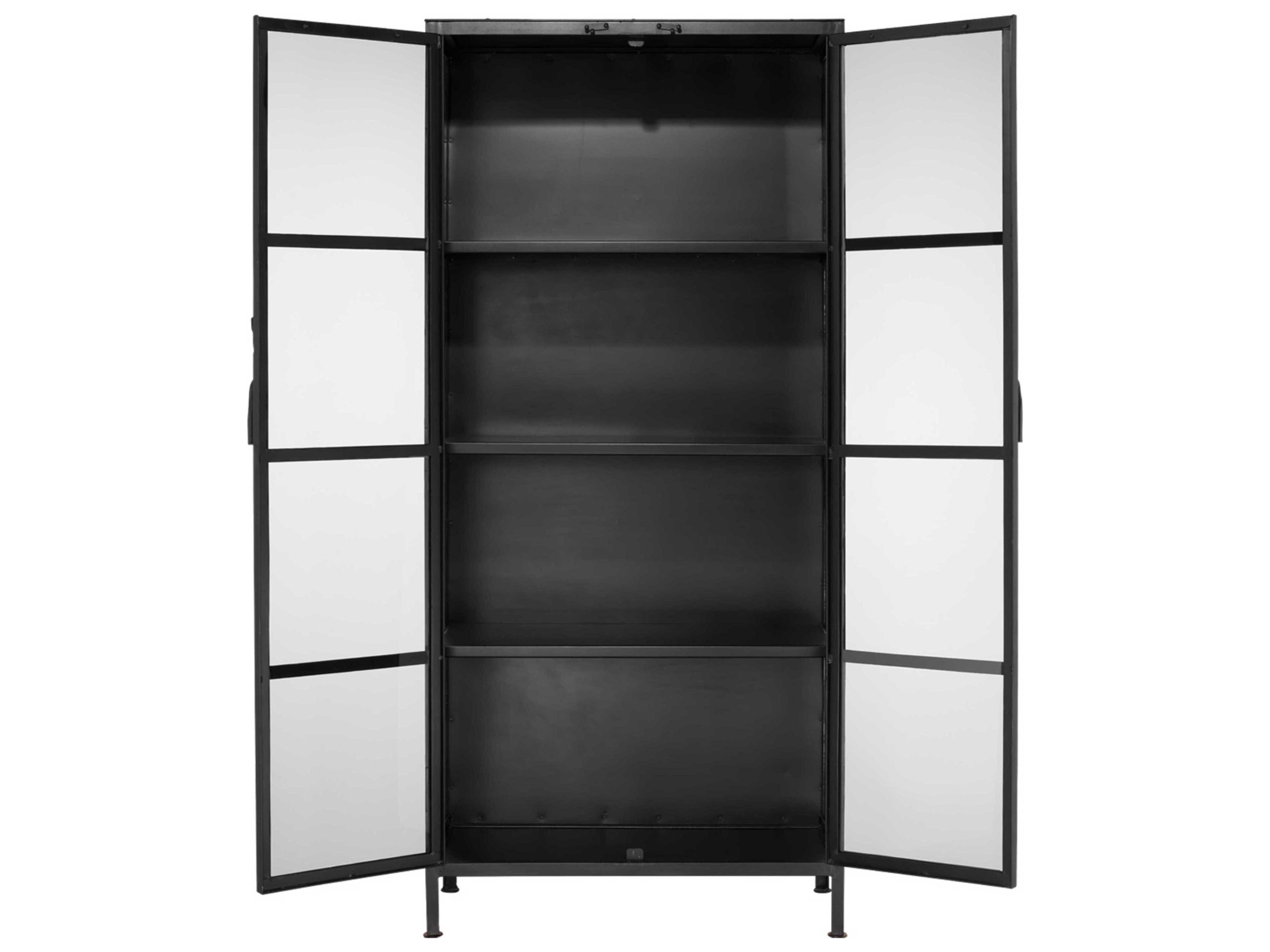 Jamie Young Black Iron & Clear Glass Curio Display Cabinet