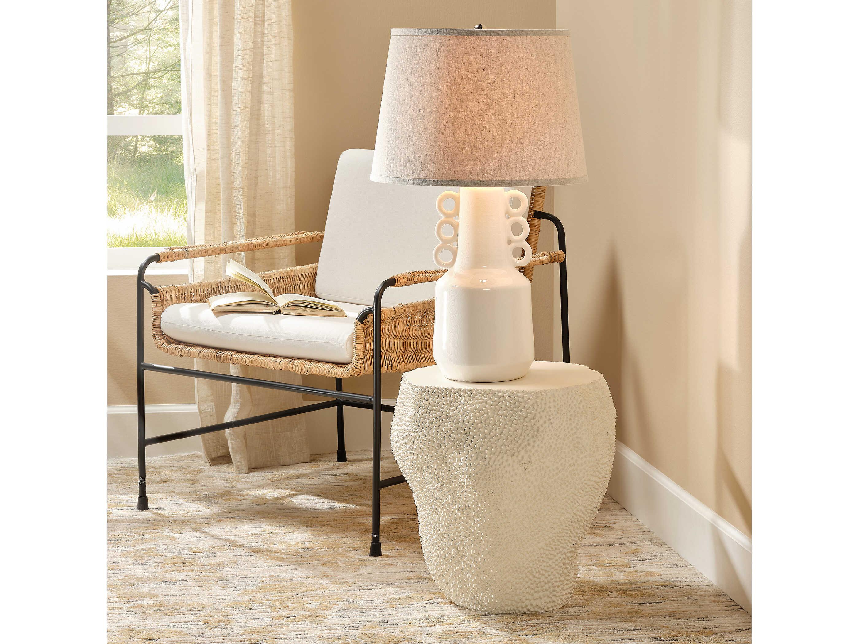 Jamie Young Uni End Fiberglass Cream White Table