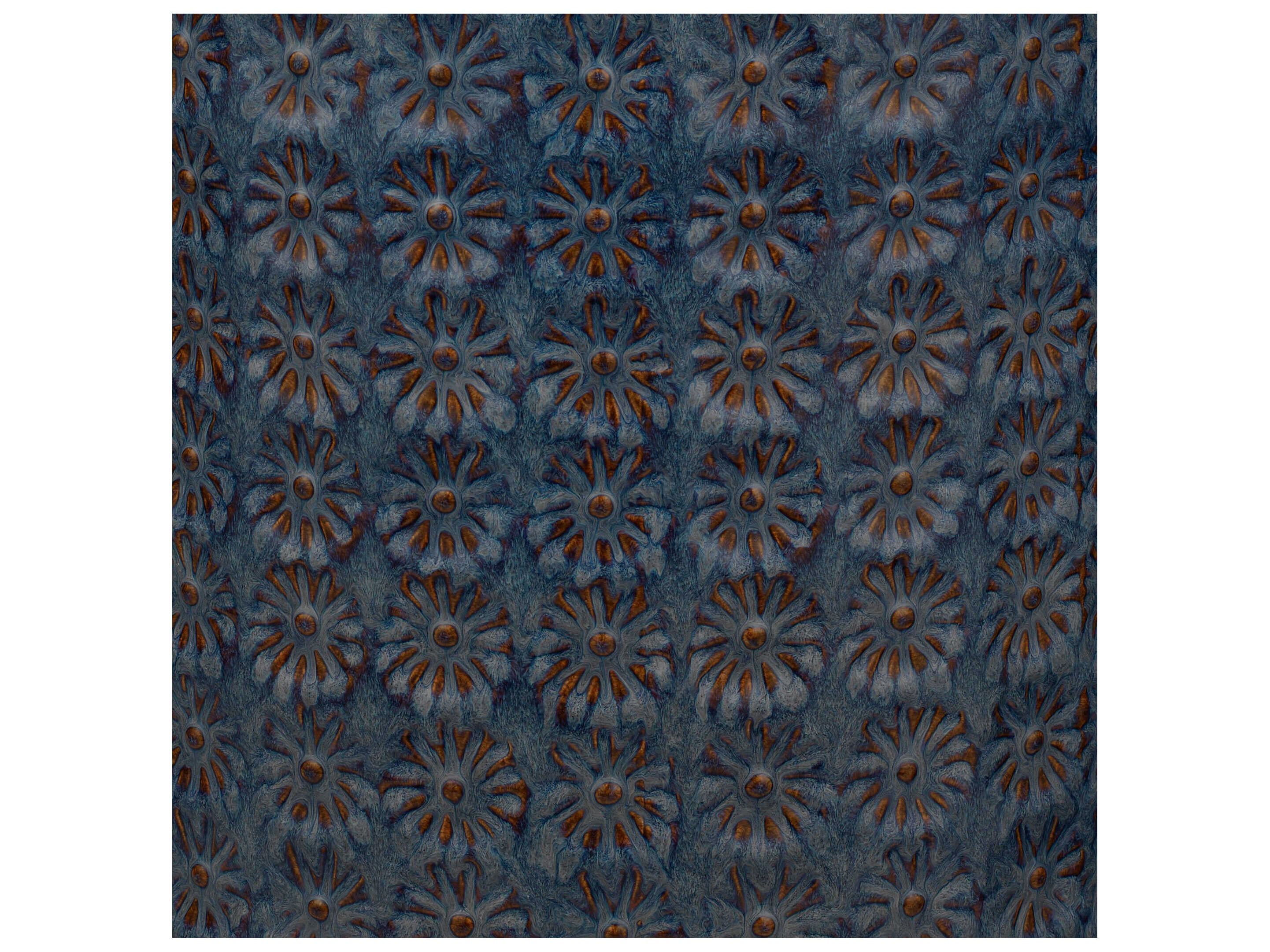 Jamie Young Wildflower Round Ceramic Dark Blue Grey End Table