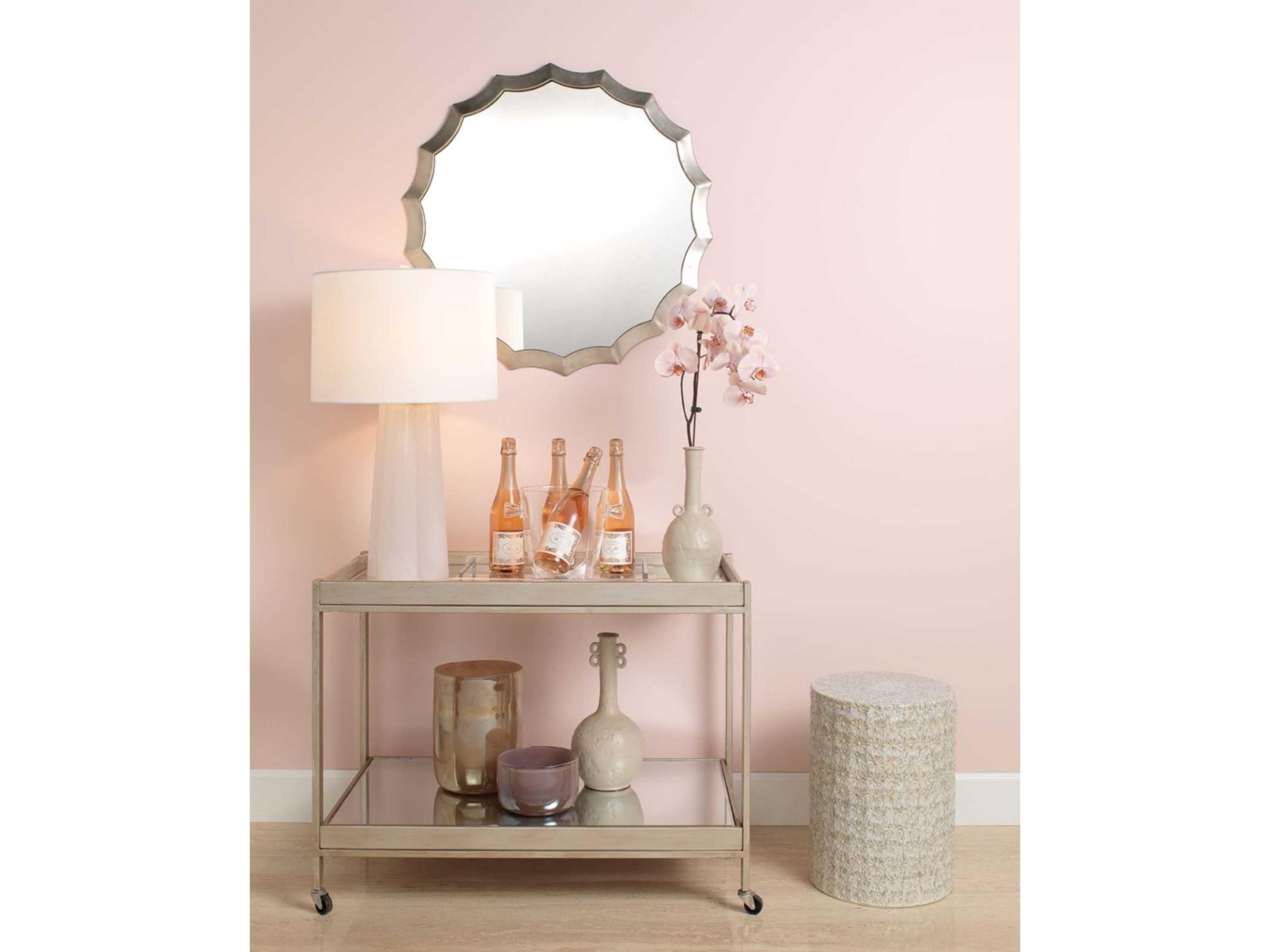 Jamie Young Wildflower Round Ceramic Cream End Table