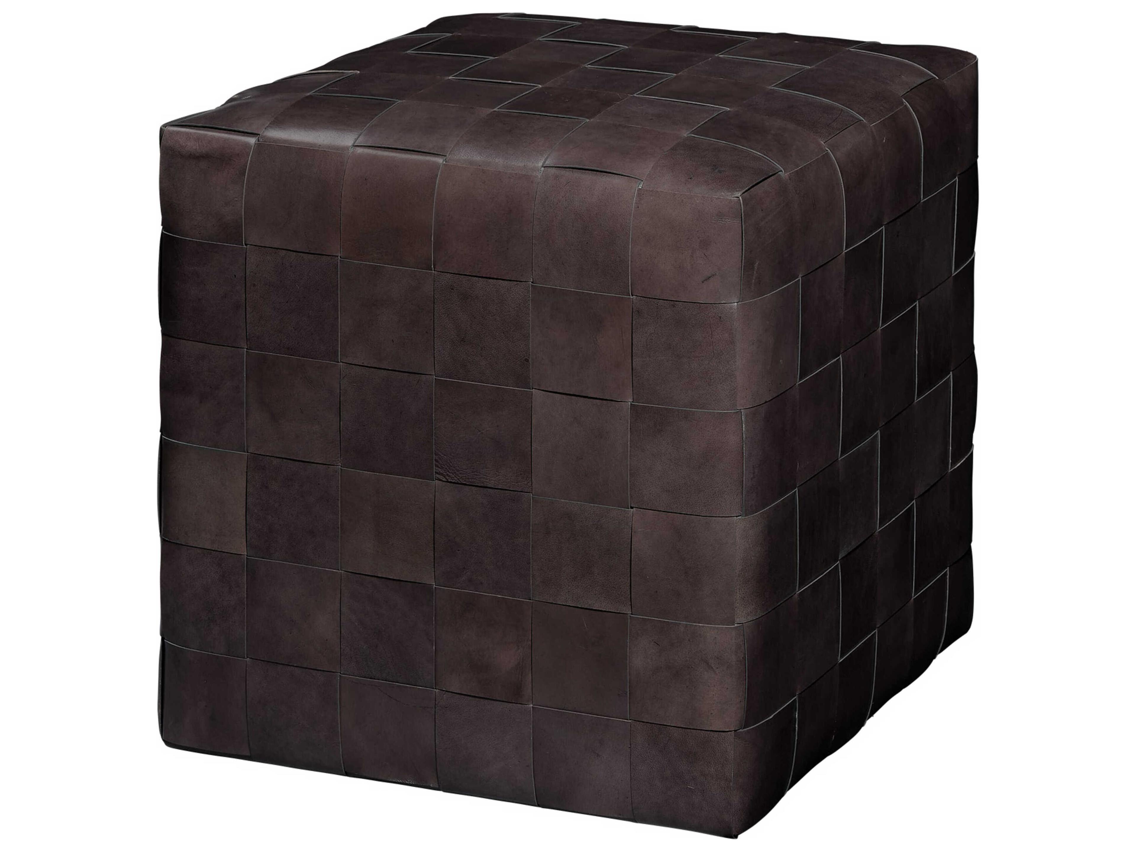 Jamie Young Grey Leather Ottoman