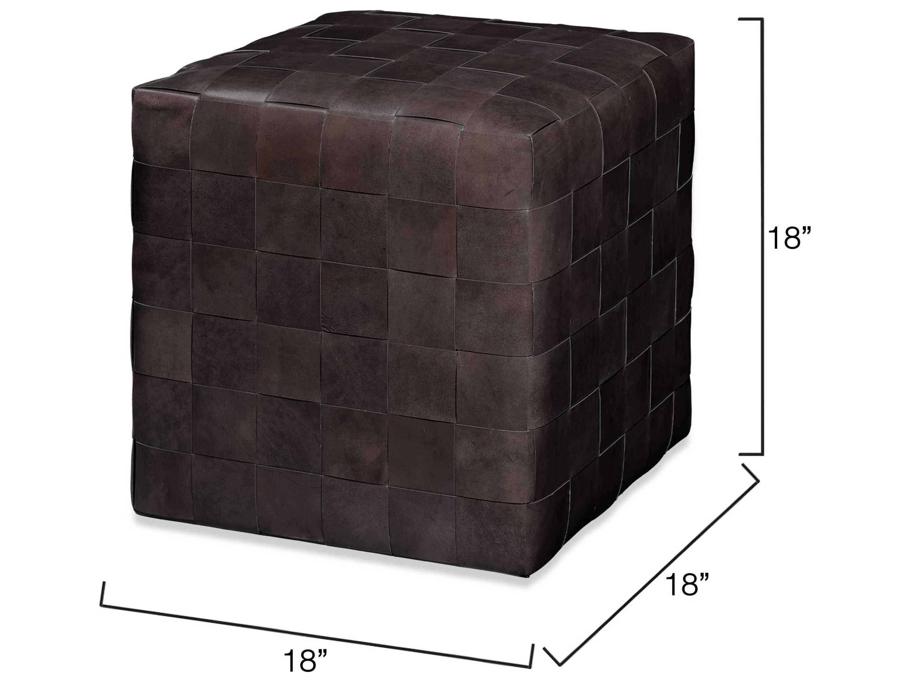 Jamie Young Grey Leather Ottoman