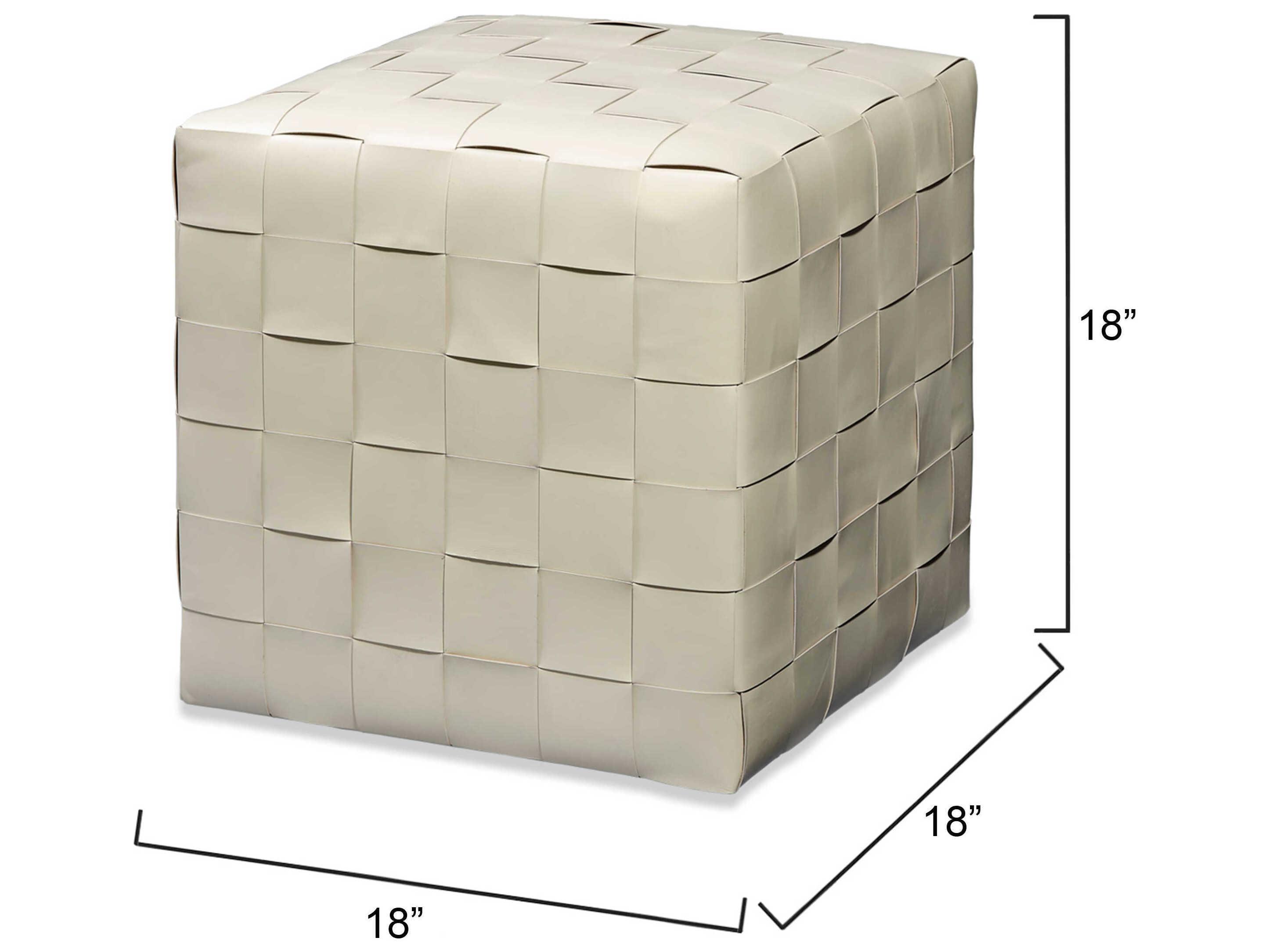 Jamie Young Cream Leather Ottoman