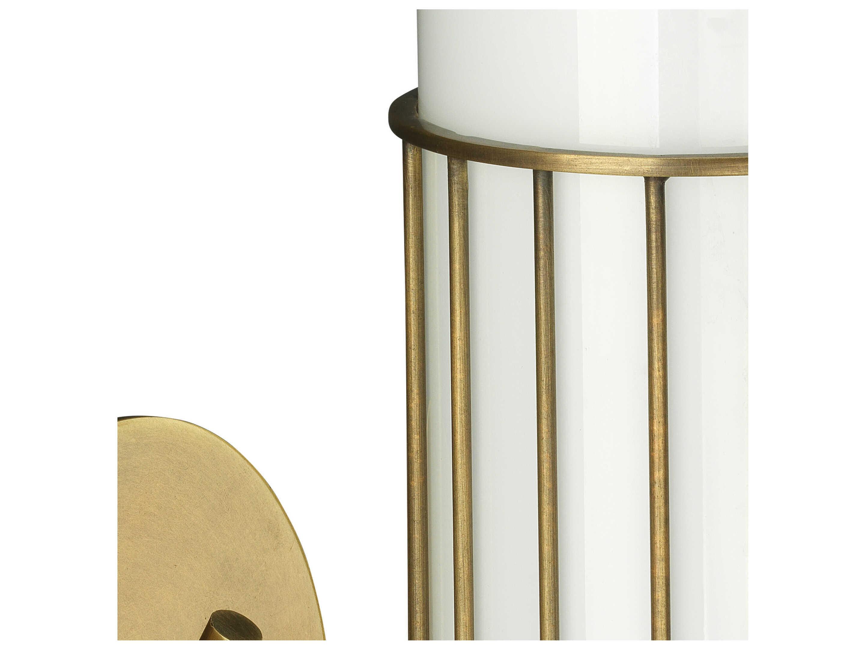 Jamie Young Torino 1-Light Antique Brass Opaque White Milk Glass Wall Sconce