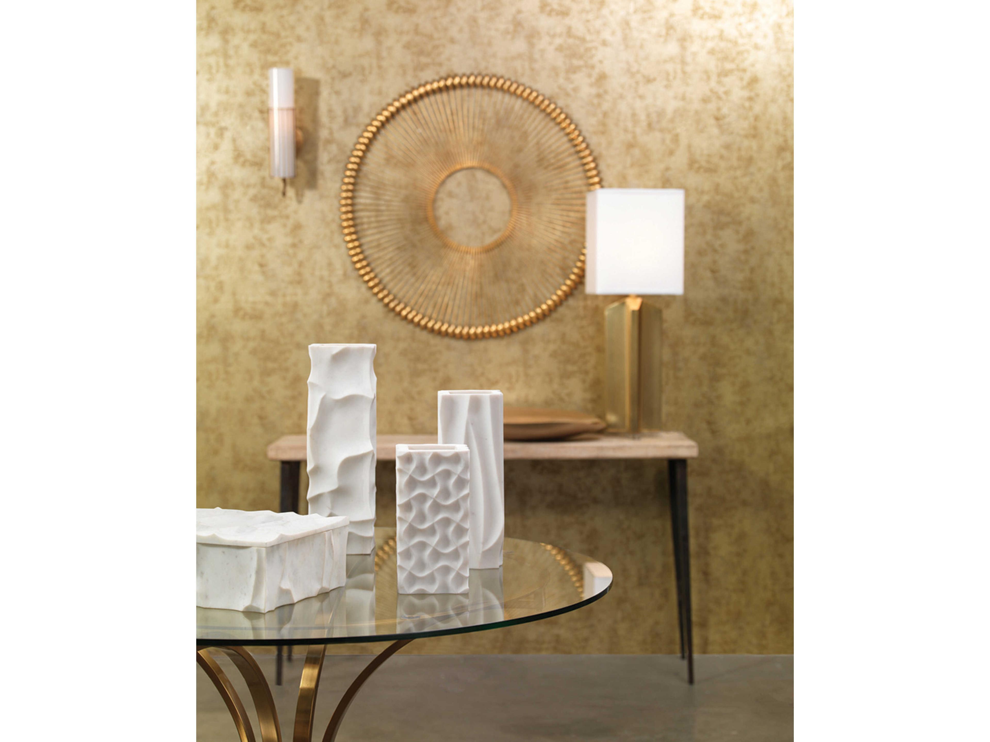 Jamie Young Torino 1-Light Antique Brass Opaque White Milk Glass Wall Sconce