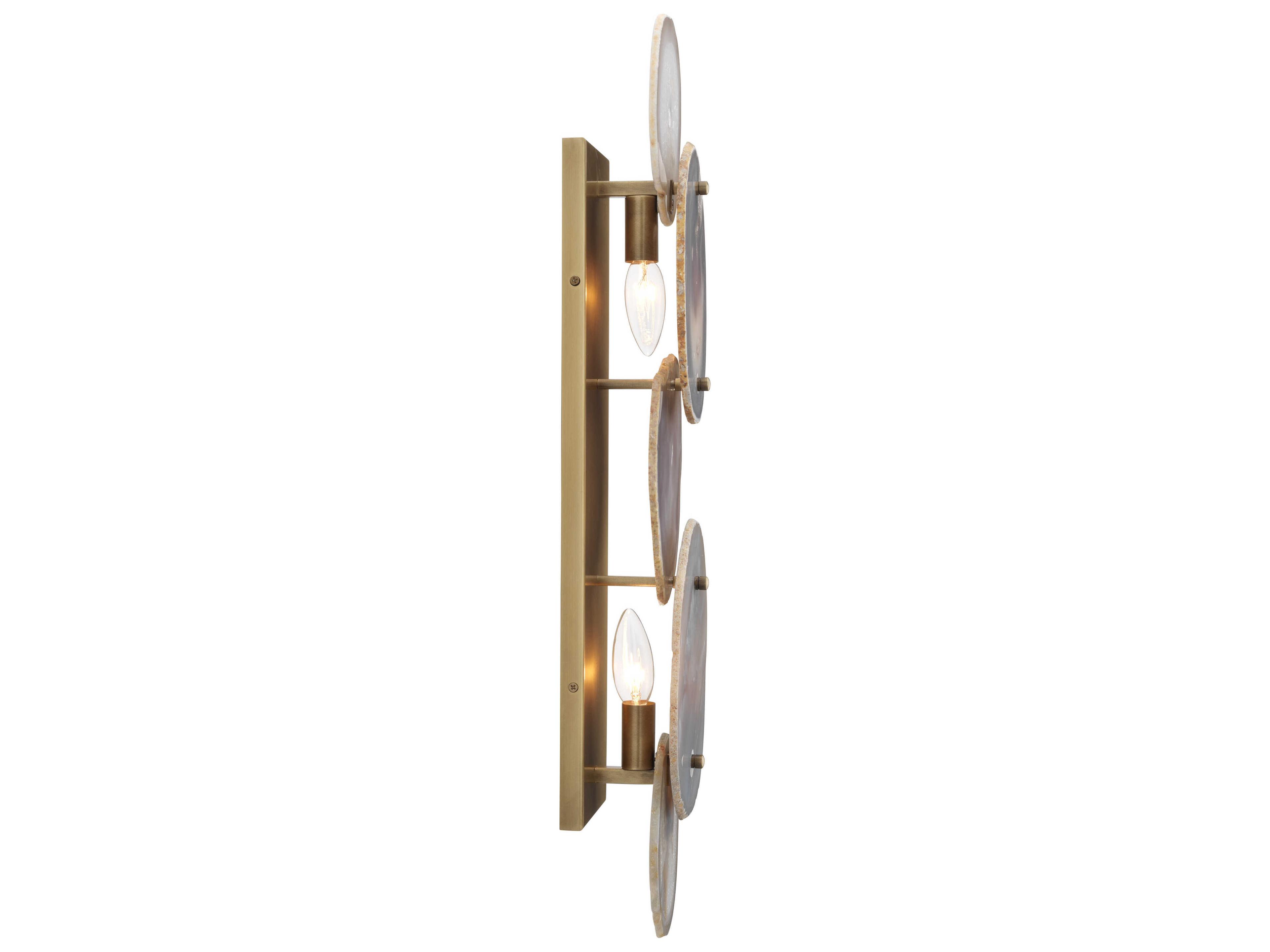 Jamie Young Trinity 2-Light Pale Lavender Antique Brass Gray Wall Sconce