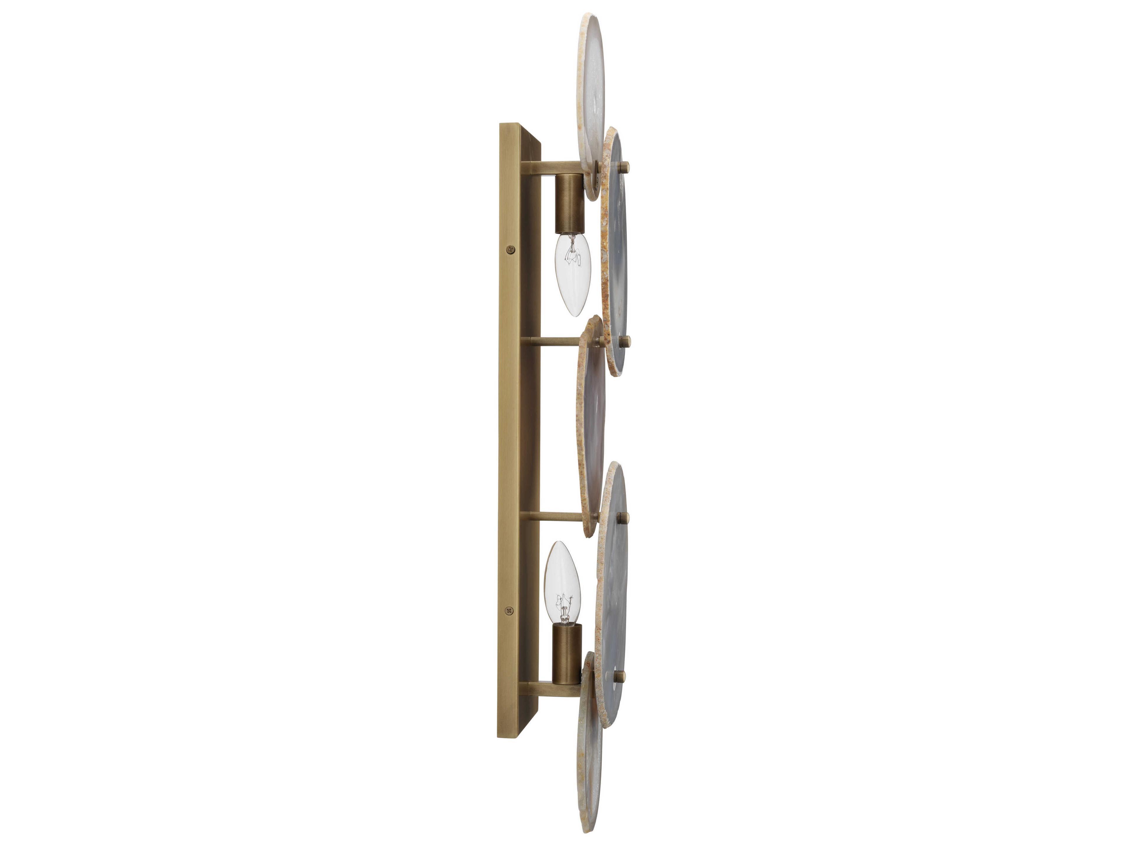 Jamie Young Trinity 2-Light Pale Lavender Antique Brass Gray Wall Sconce