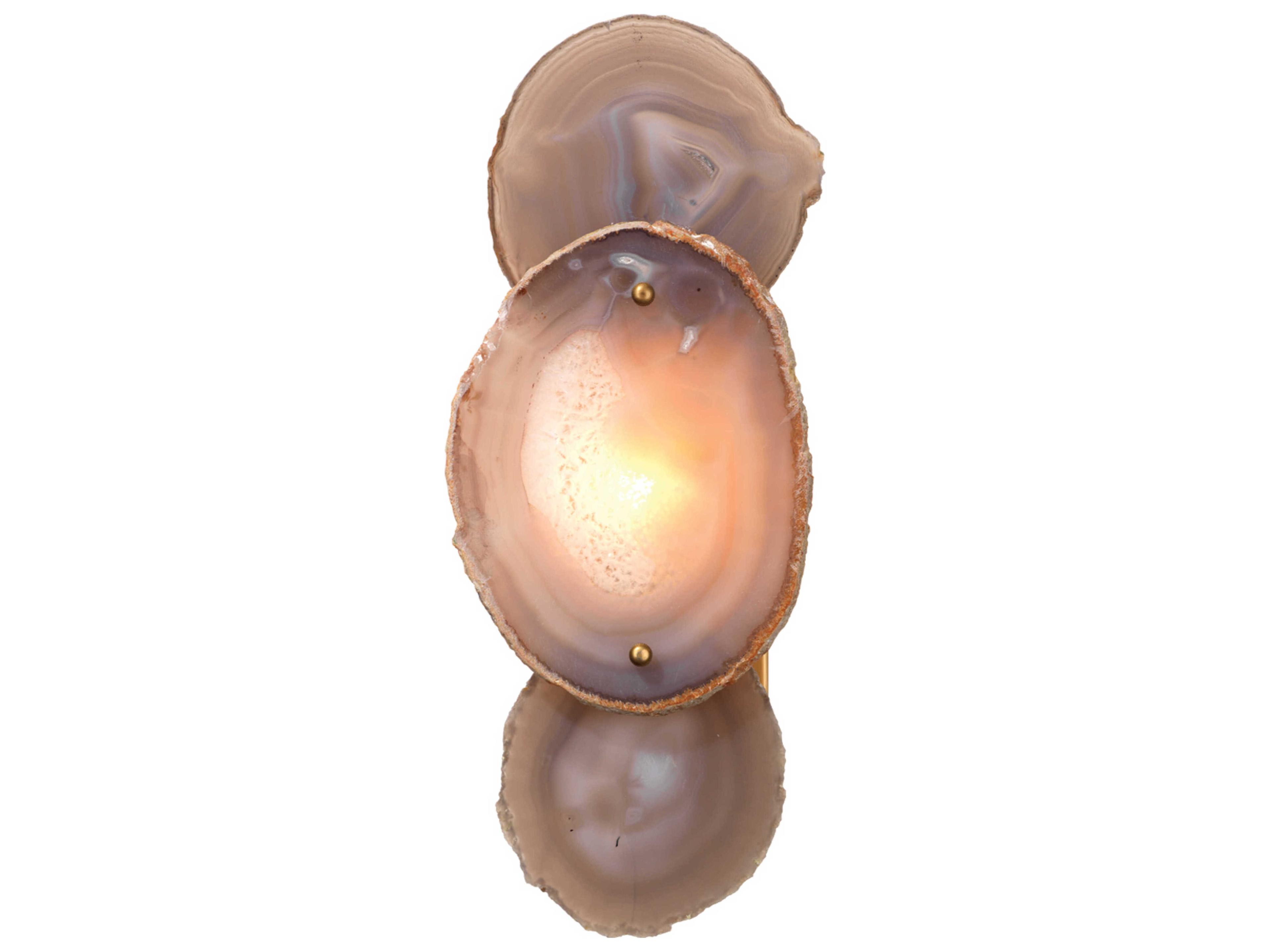 Jamie Young Trinity 1-Light Pale Lavender Agate & Antique Brass Gray Wall Sconce