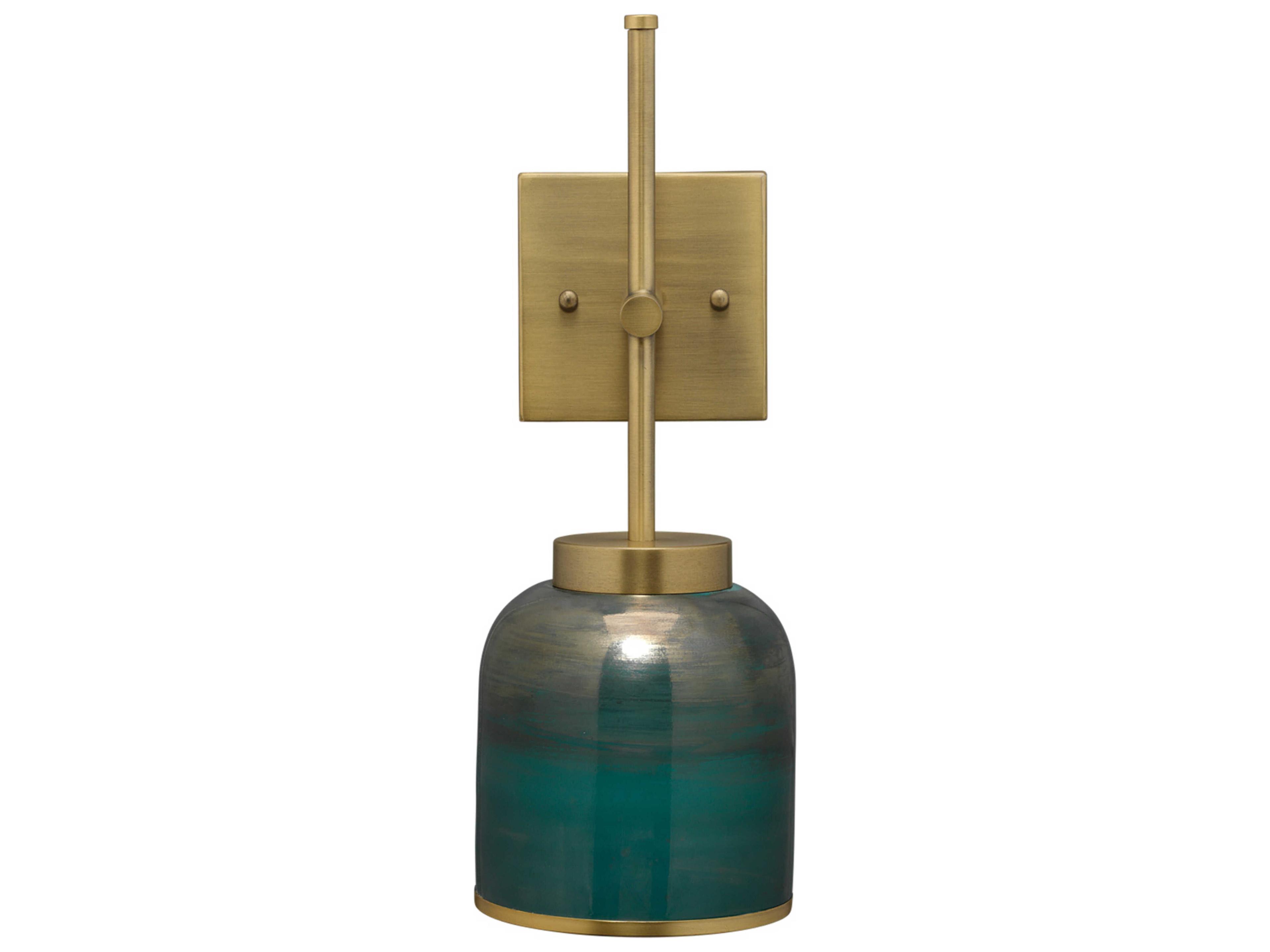 Jamie Young Vapor 1-Light Antique Brass Aqua Metallic Glass Blue Wall Sconce