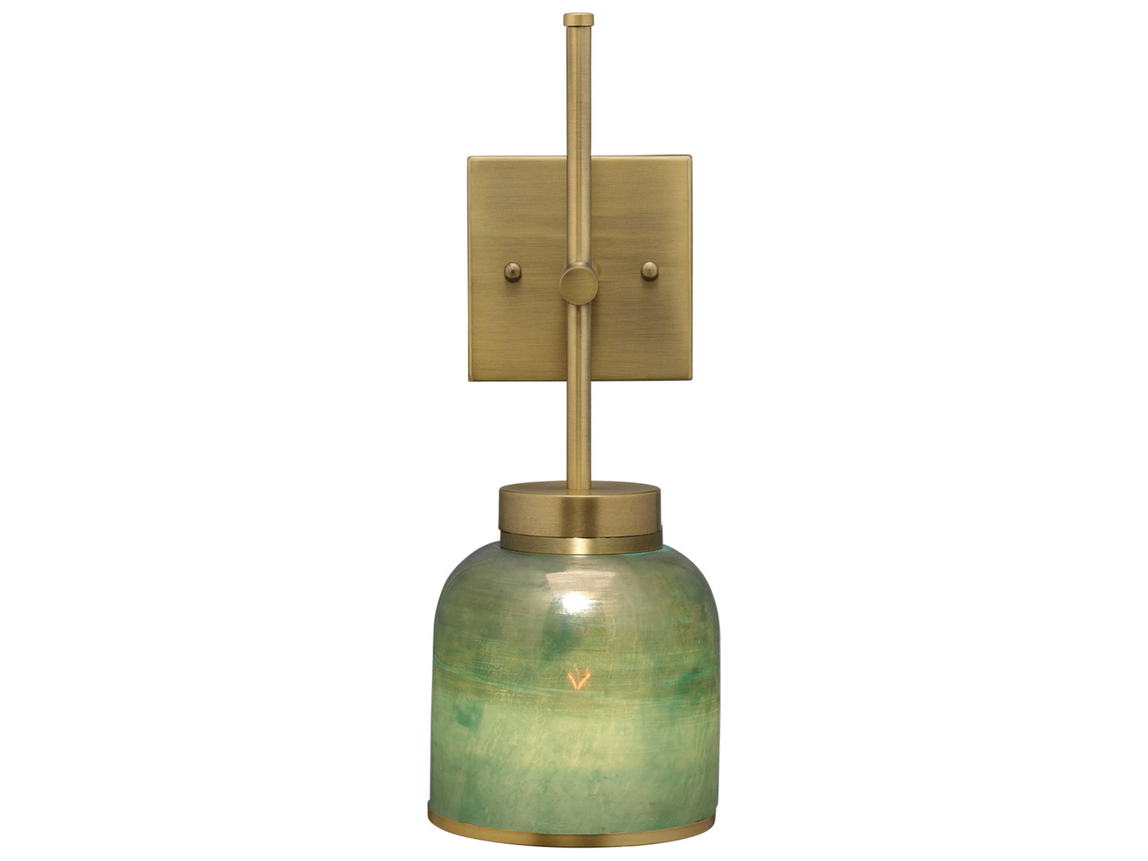 Jamie Young Vapor 1-Light Antique Brass Aqua Metallic Glass Blue Wall Sconce
