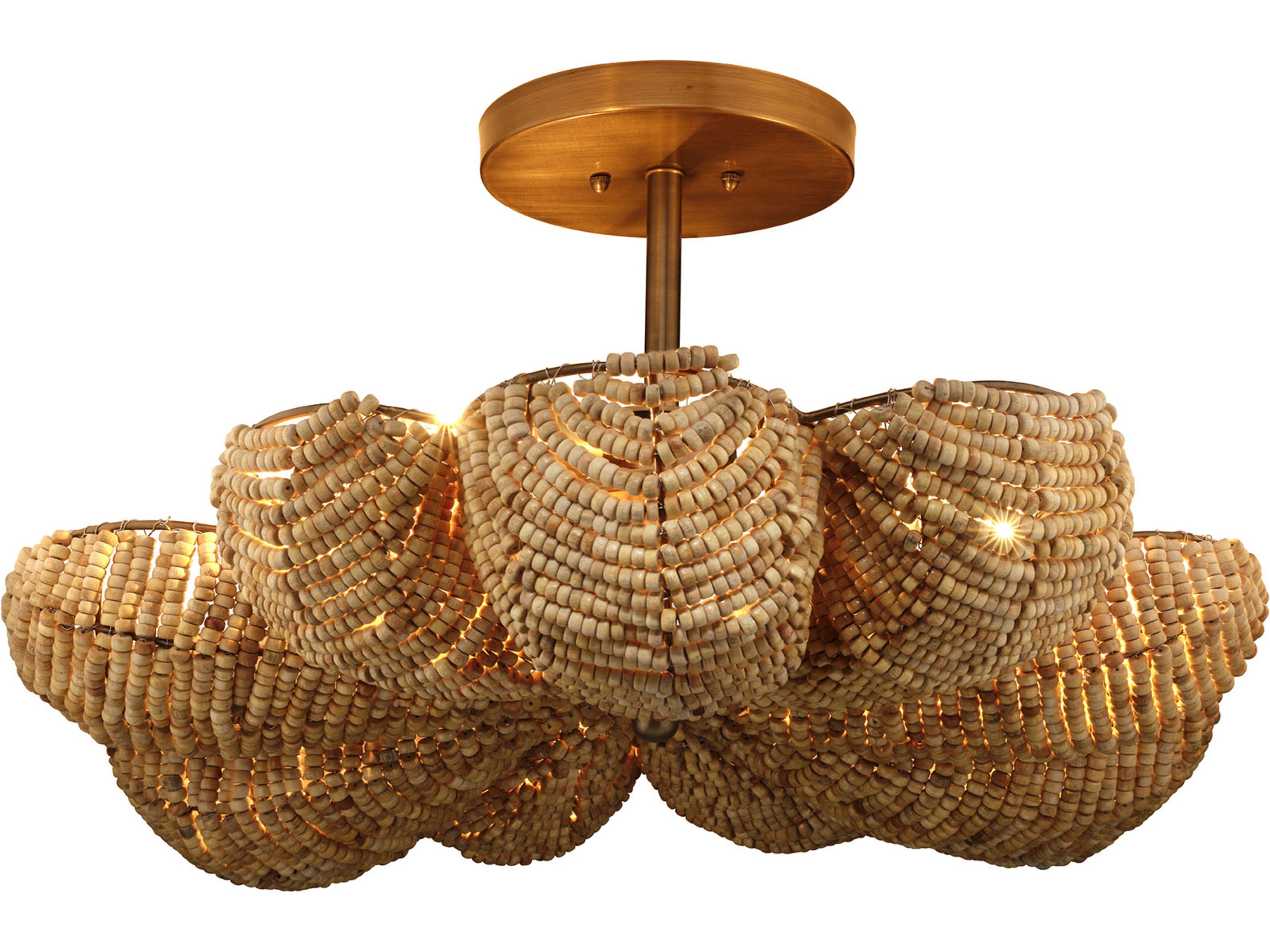 Jamie Young Anguilla 3-Light Brass Semi Flush Mount