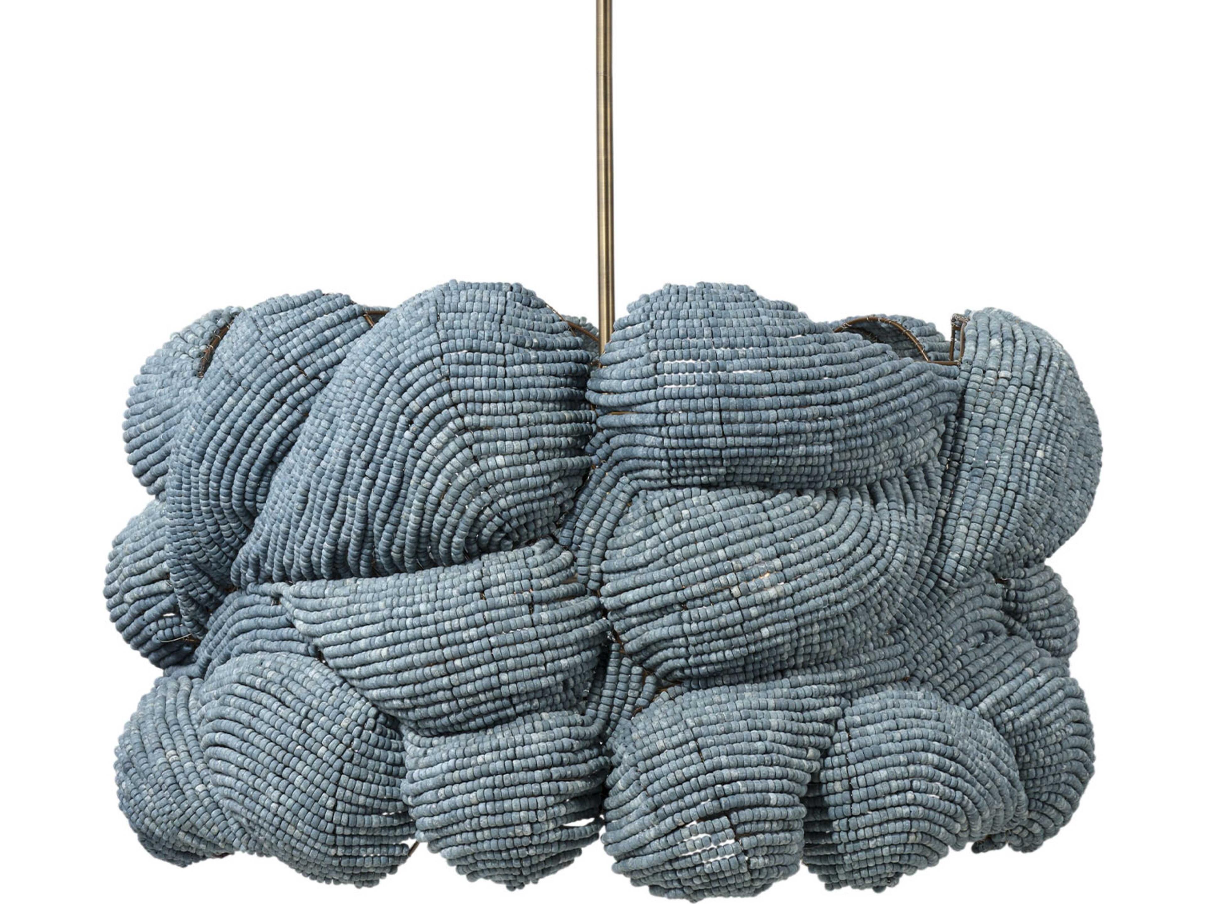 Jamie Young Anguilla 6-Light Blue Drum Round Chandelier