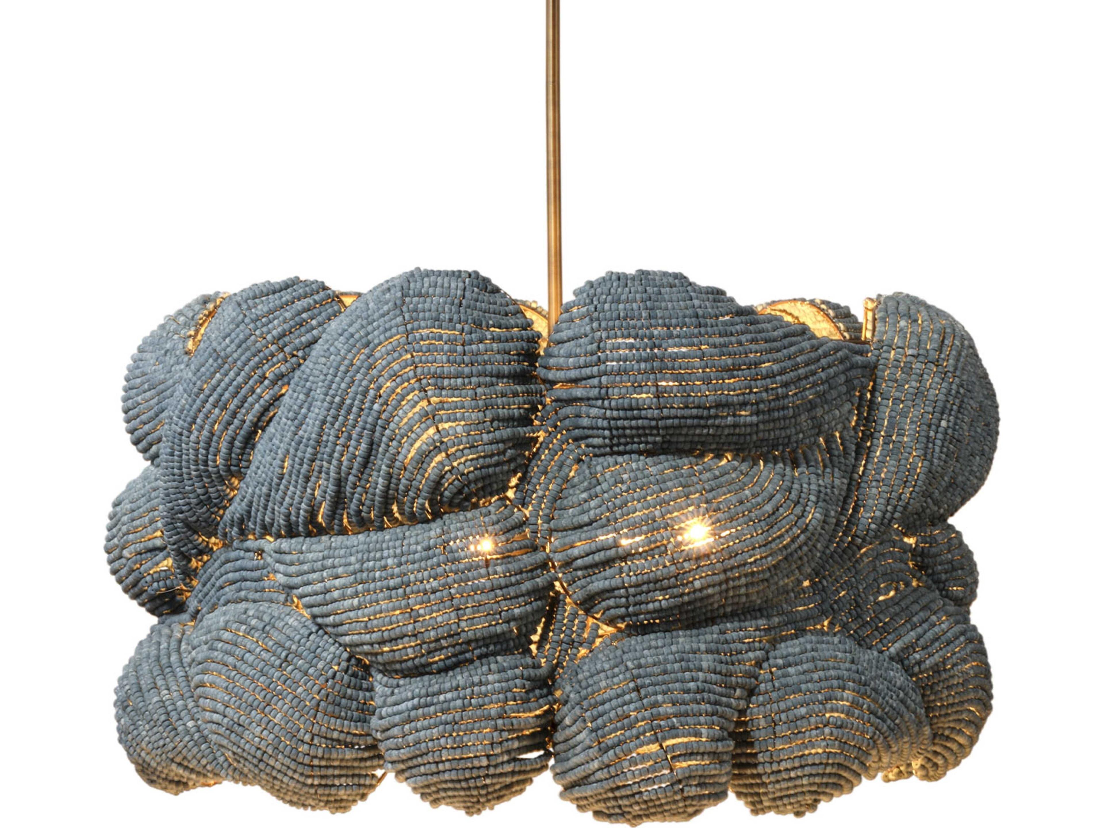 Jamie Young Anguilla 6-Light Blue Drum Round Chandelier