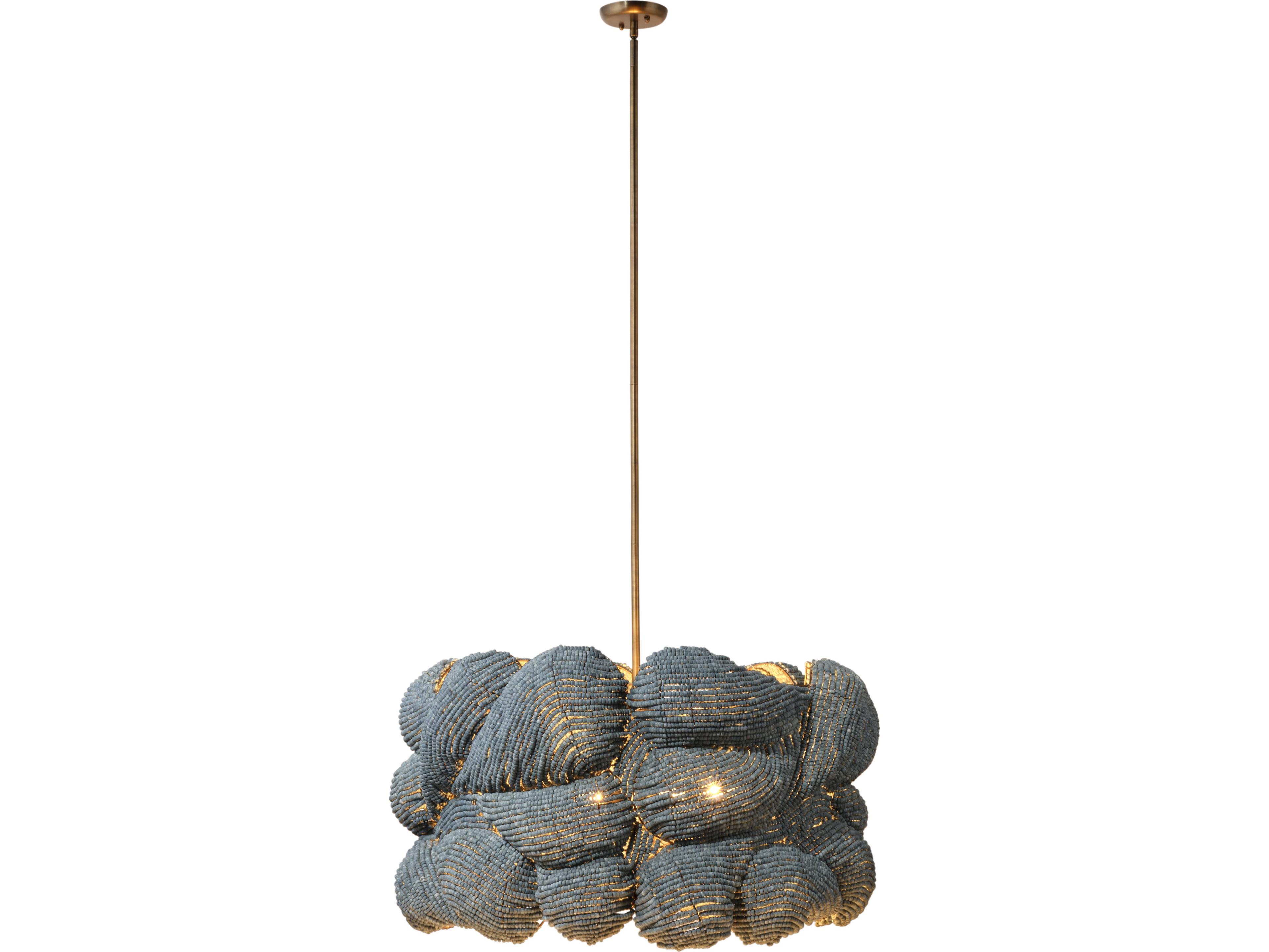 Jamie Young Anguilla 6-Light Blue Drum Round Chandelier