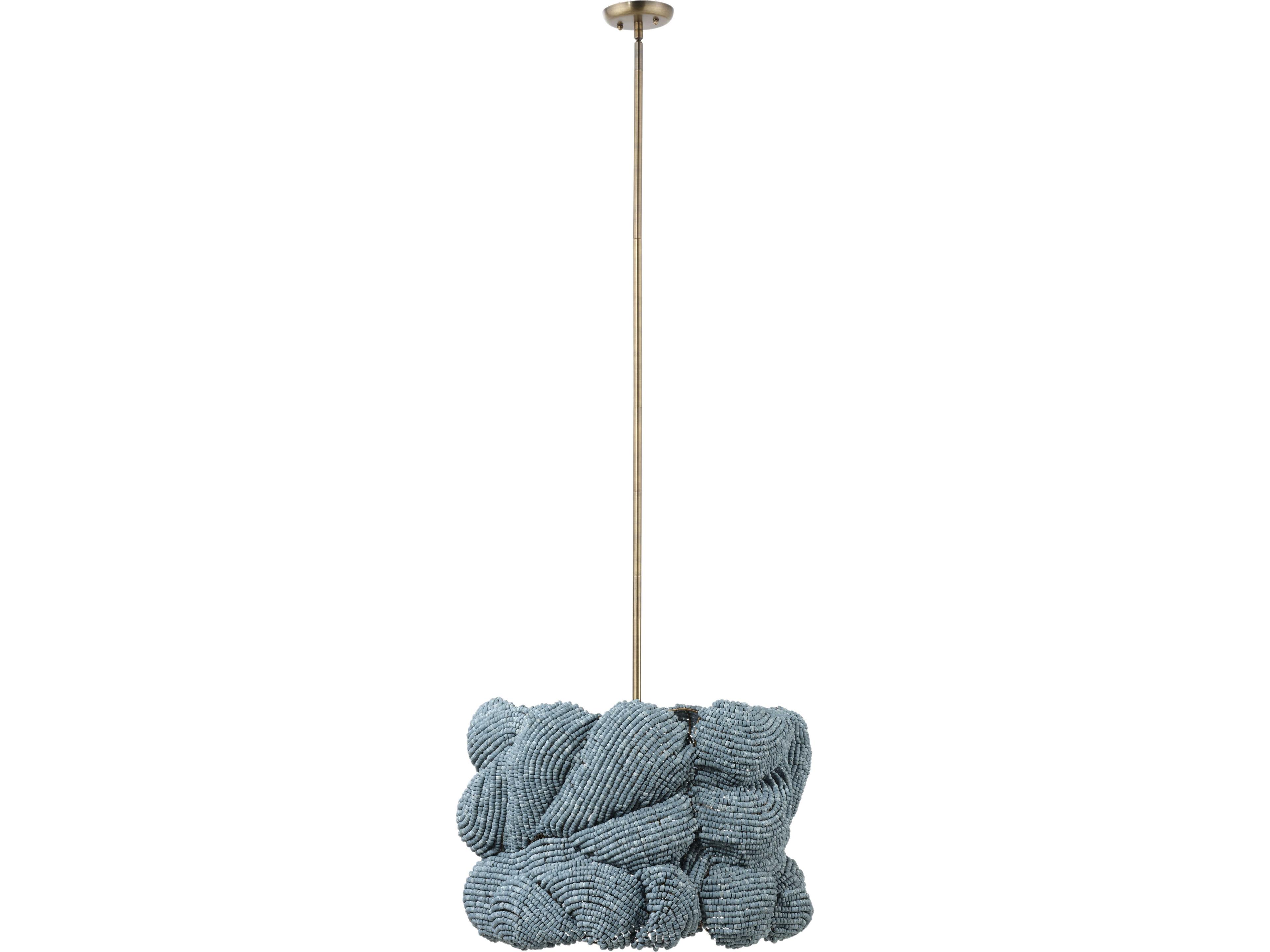 Jamie Young Anguilla 3-Light Blue Drum Round Chandelier
