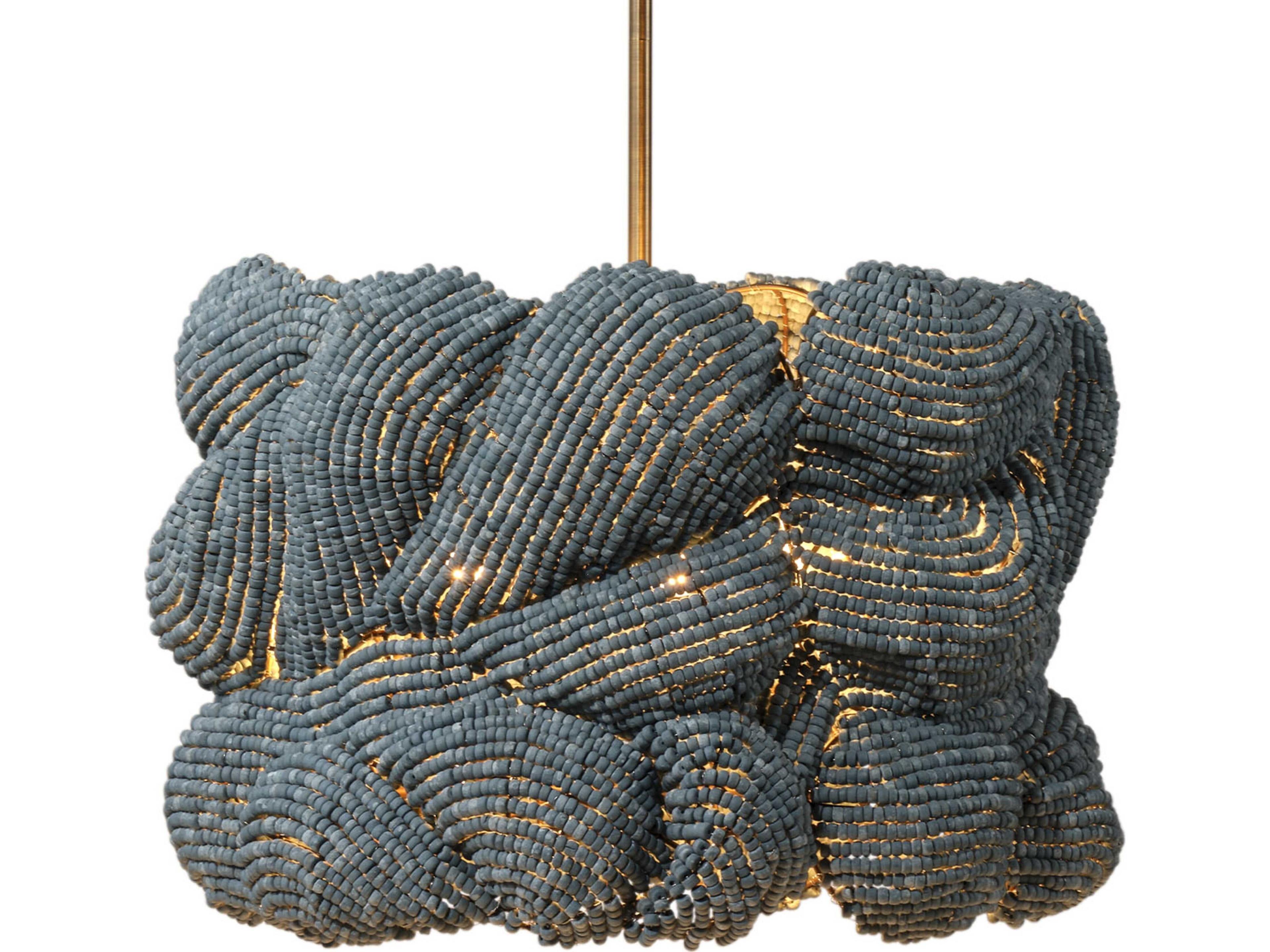 Jamie Young Anguilla 3-Light Blue Drum Round Chandelier