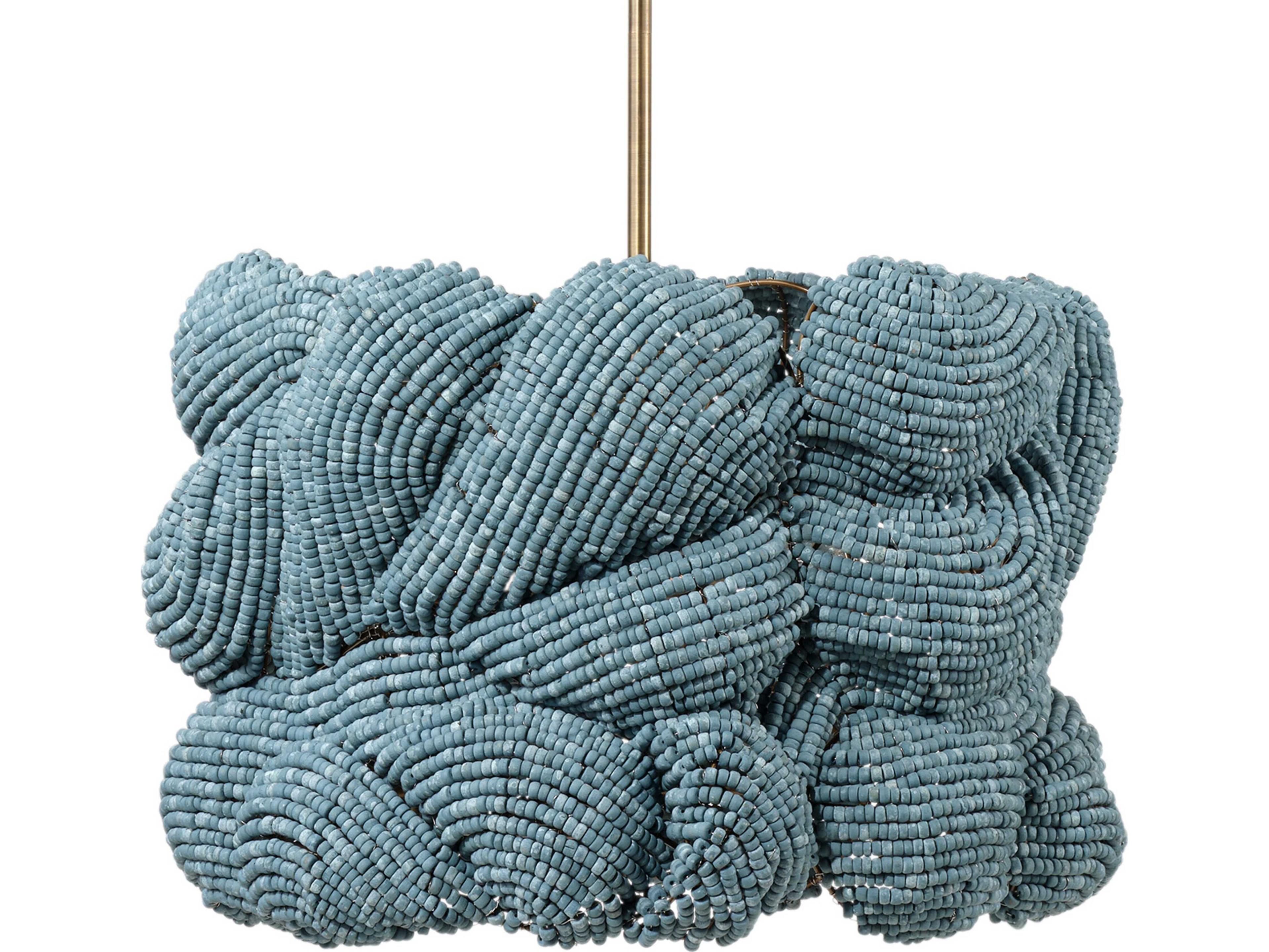 Jamie Young Anguilla 3-Light Blue Drum Round Chandelier