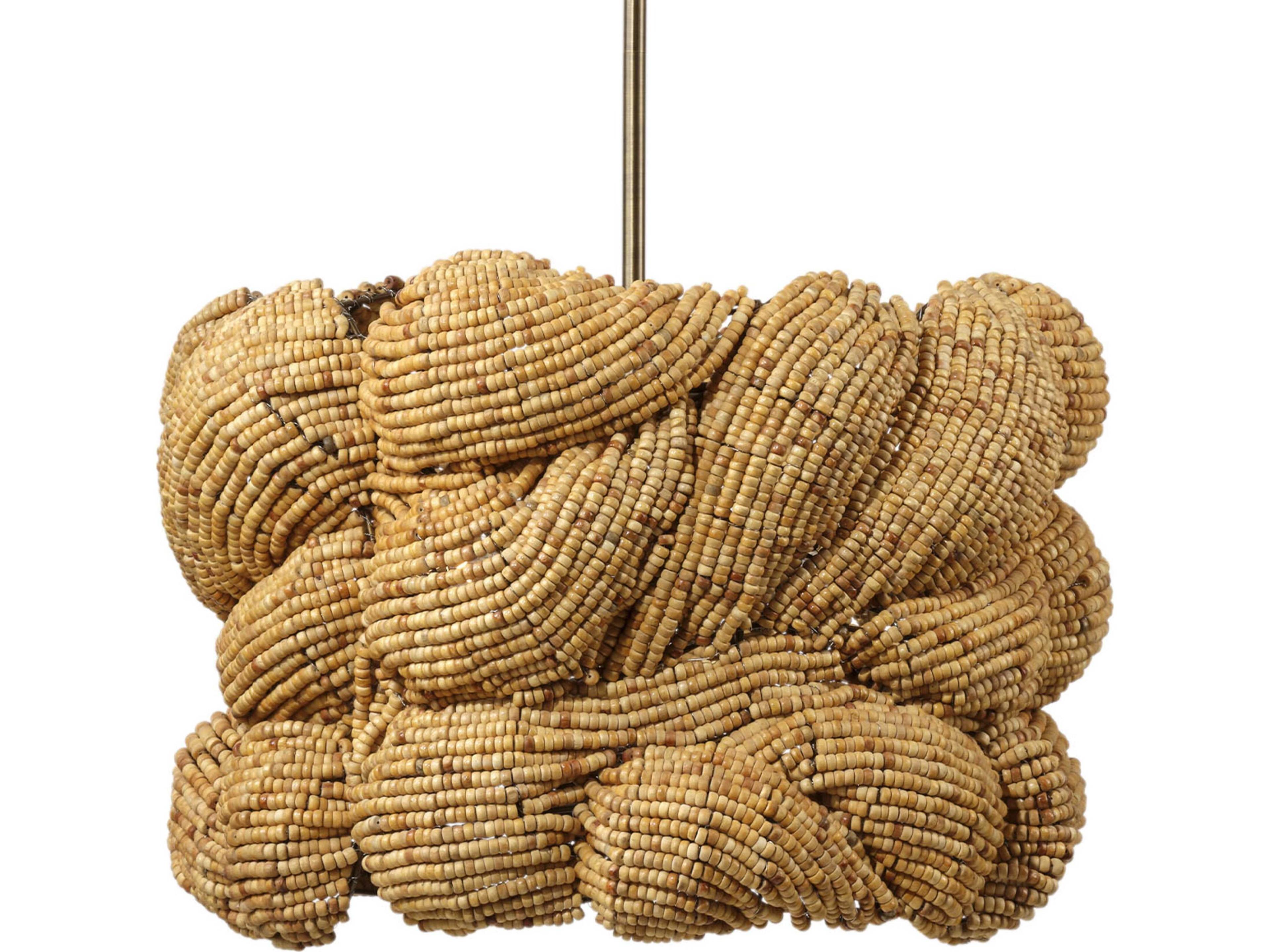 Jamie Young Anguilla 3-Light Natural Brown Drum Round Chandelier