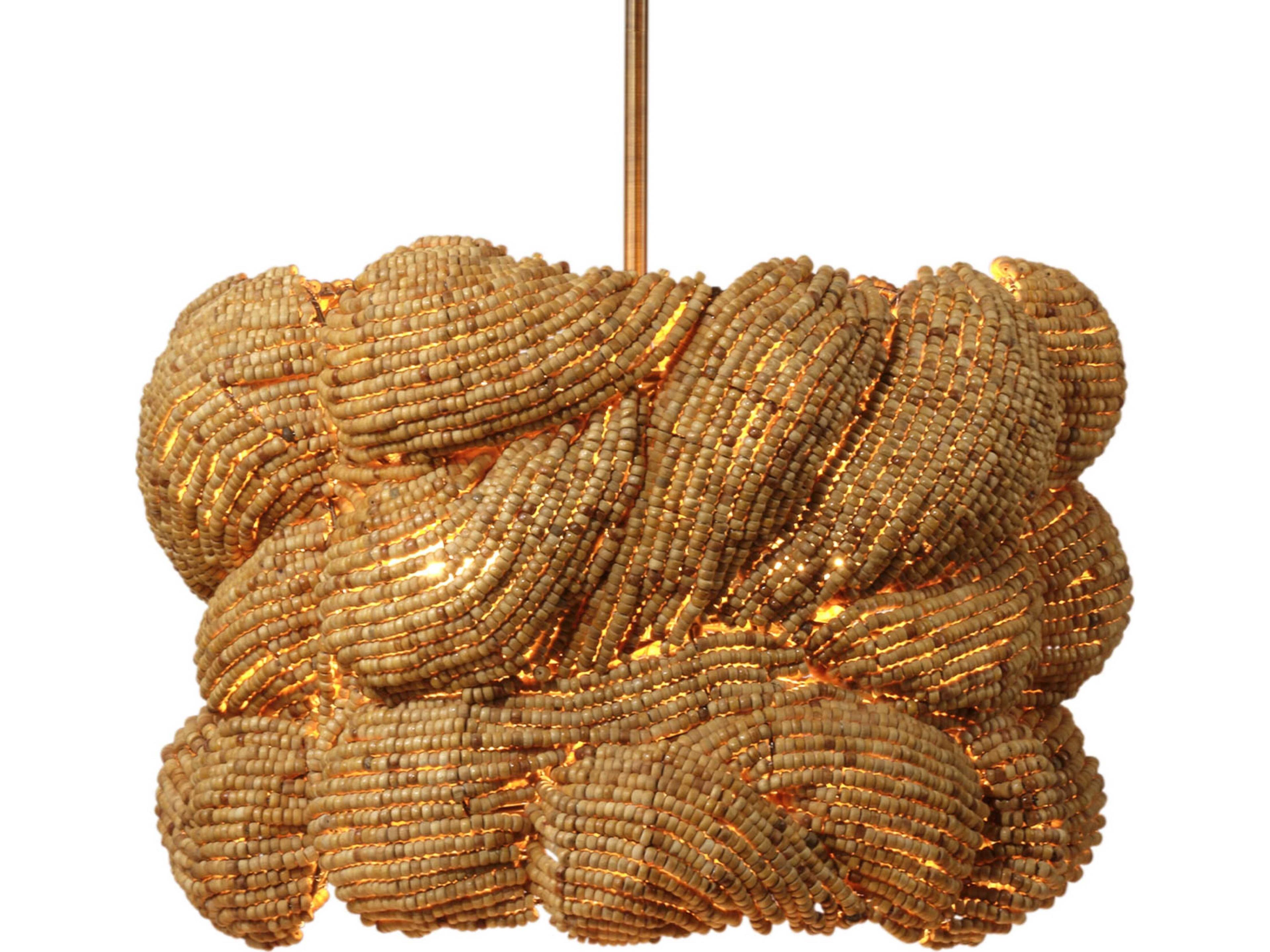 Jamie Young Anguilla 3-Light Natural Brown Drum Round Chandelier