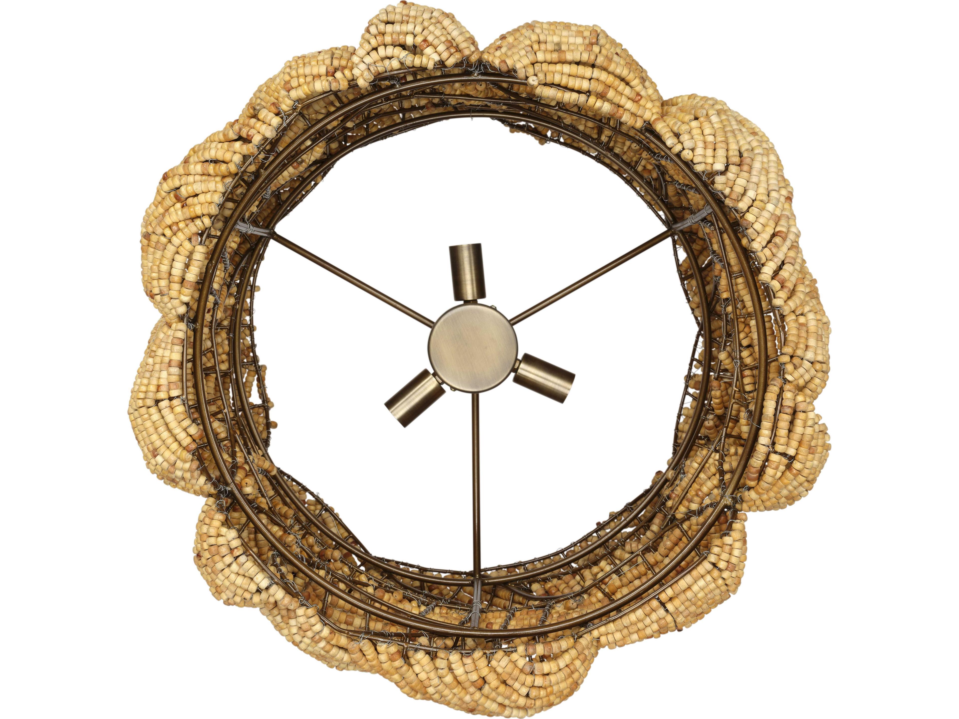 Jamie Young Anguilla 3-Light Natural Brown Drum Round Chandelier