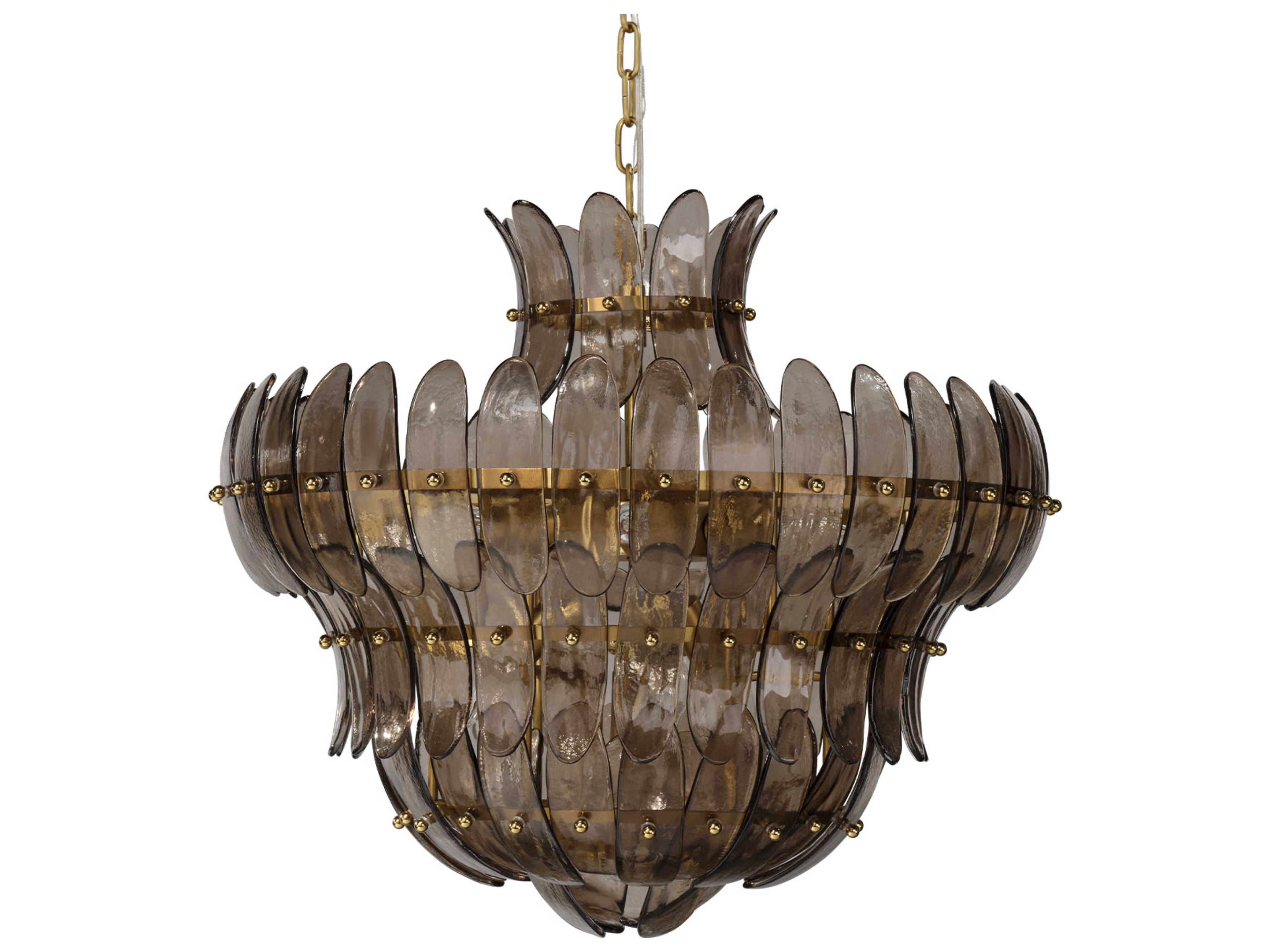 Jamie Young Arcade 10-Light Smoke Taupe Brass Chandelier