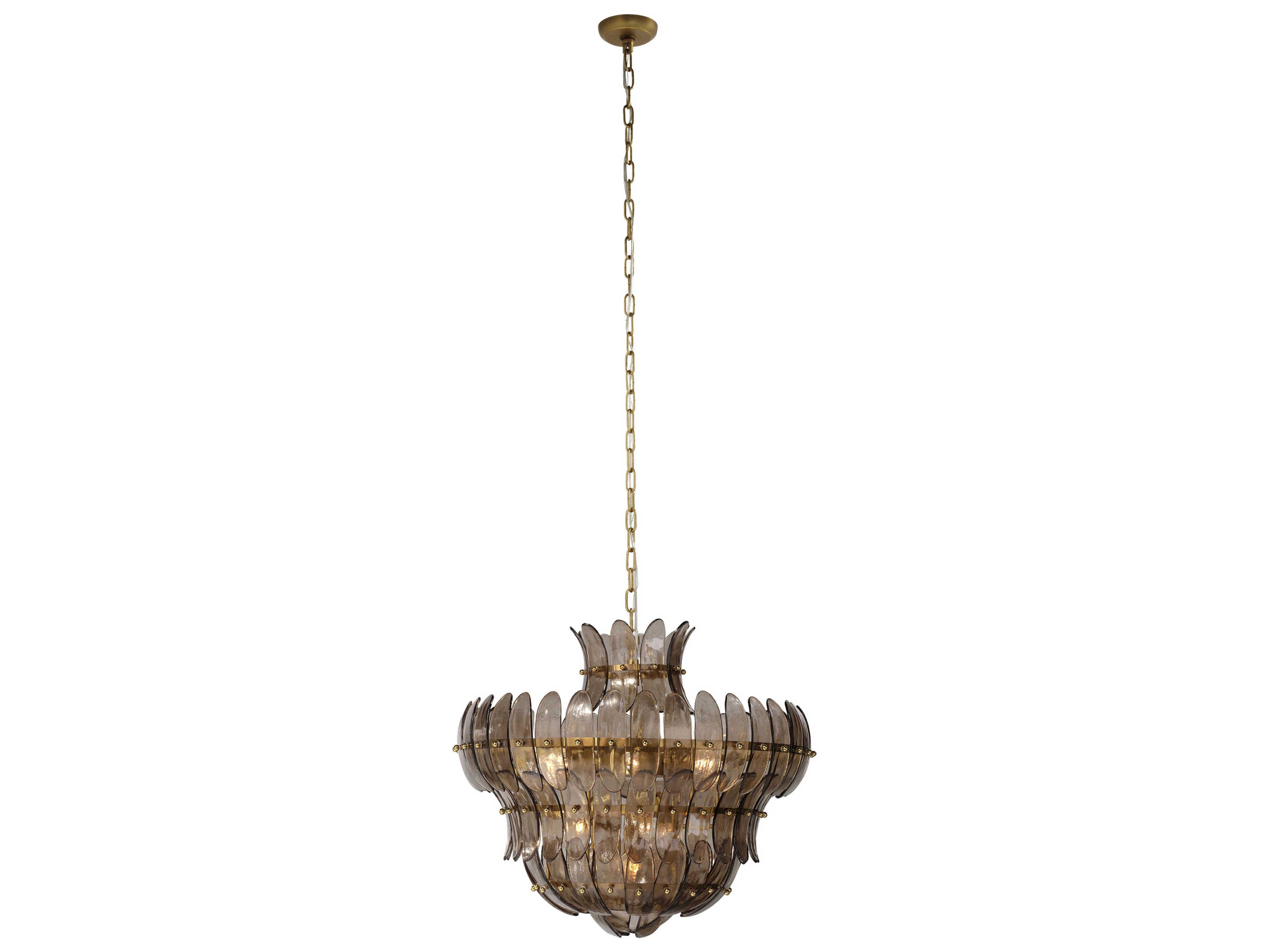 Jamie Young Arcade 10-Light Smoke Taupe Brass Chandelier
