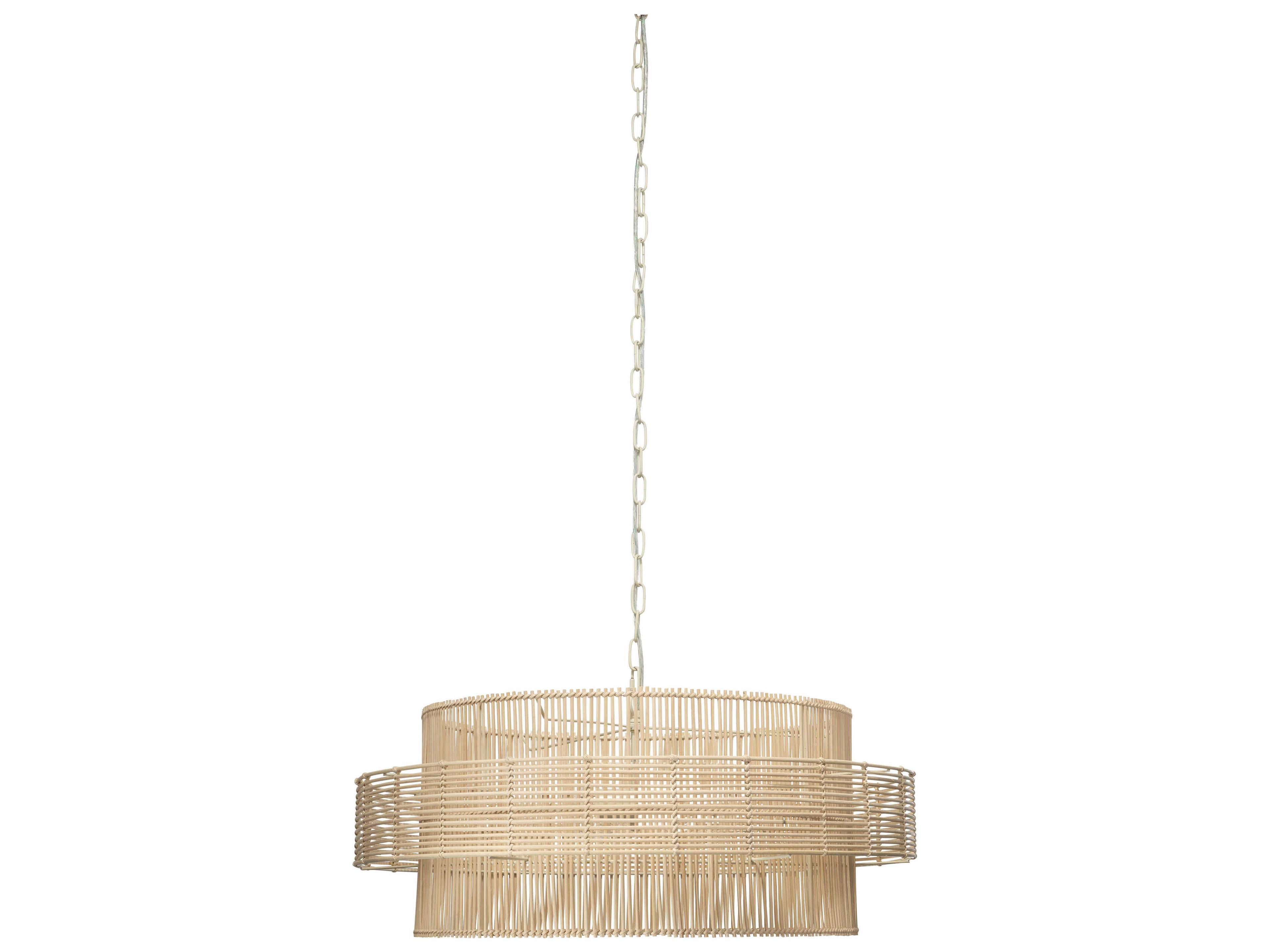 Jamie Young Concentric 2-Light Natural Rattan Wood Geometric Pendant