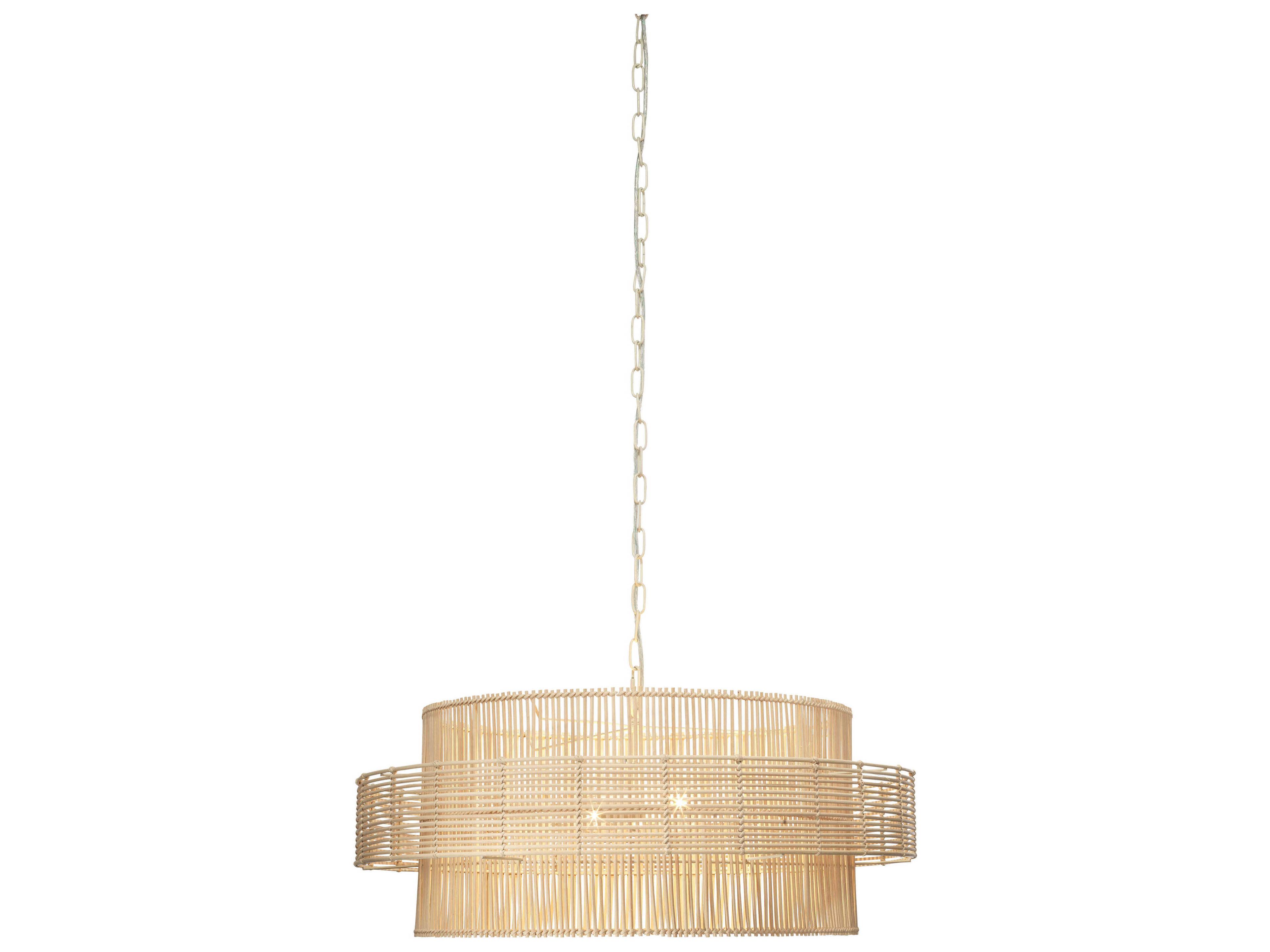 Jamie Young Concentric 2-Light Natural Rattan Wood Geometric Pendant