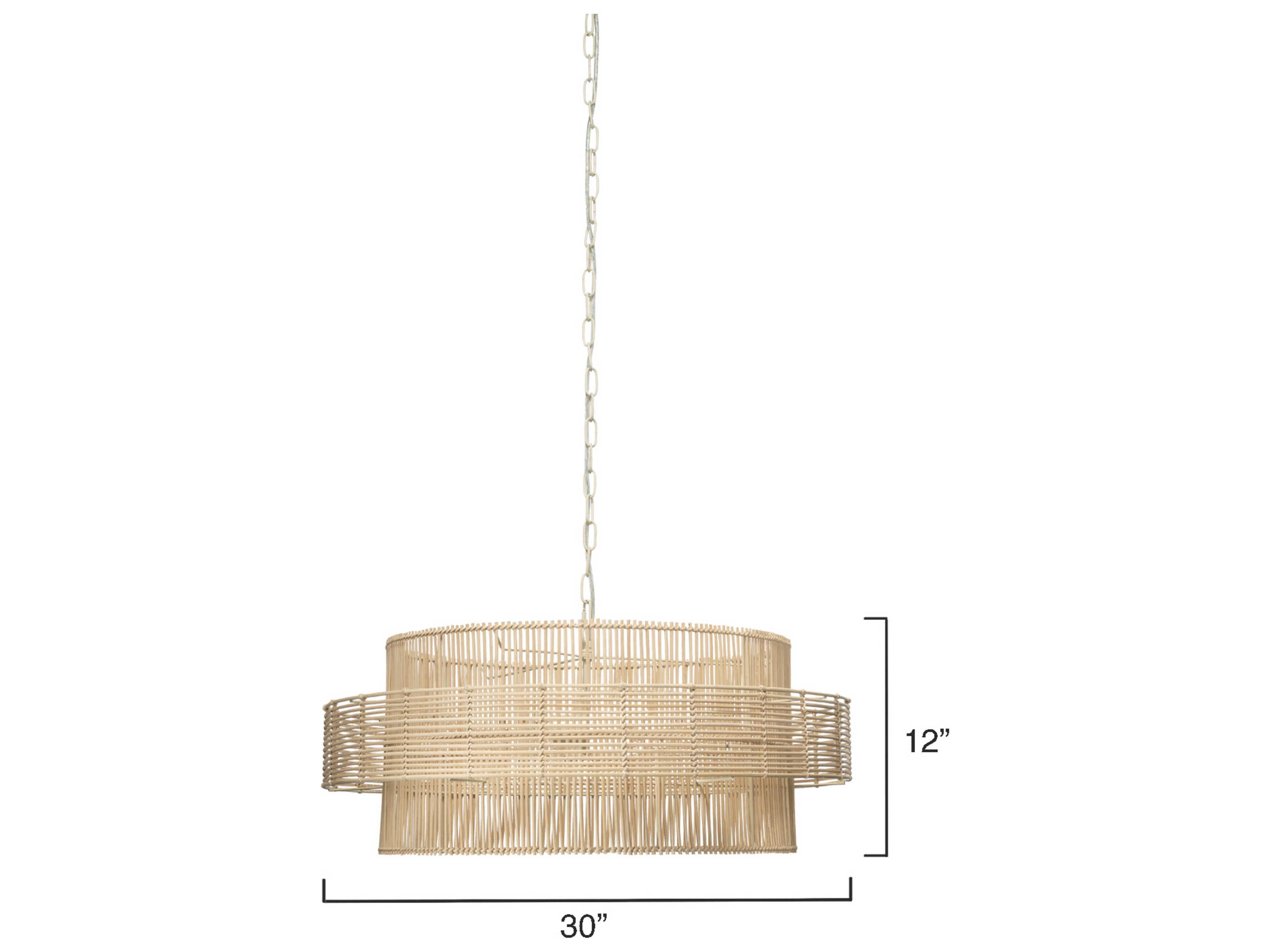 Jamie Young Concentric 2-Light Natural Rattan Wood Geometric Pendant