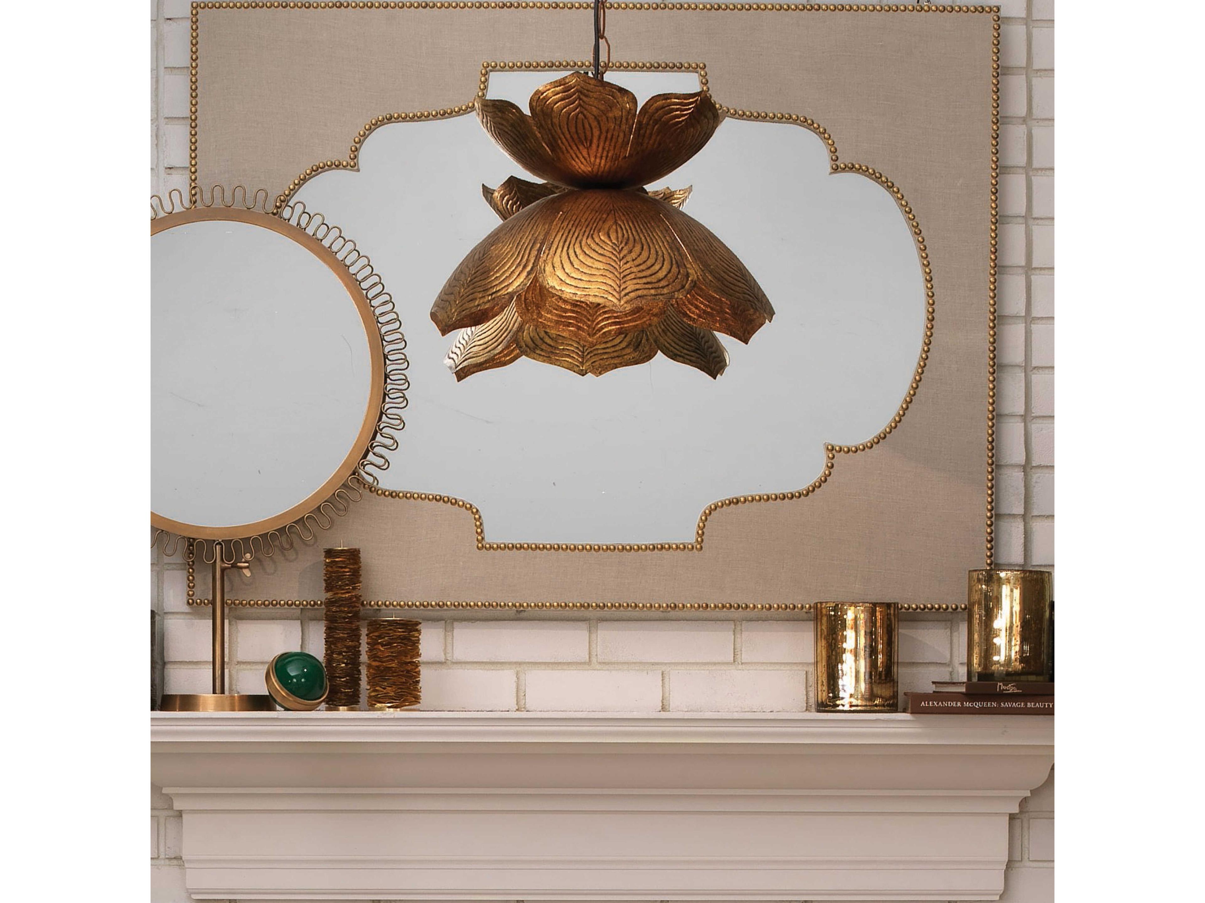 Jamie Young Flowering Lotus 1-Light Antique Gold Geometric Pendant