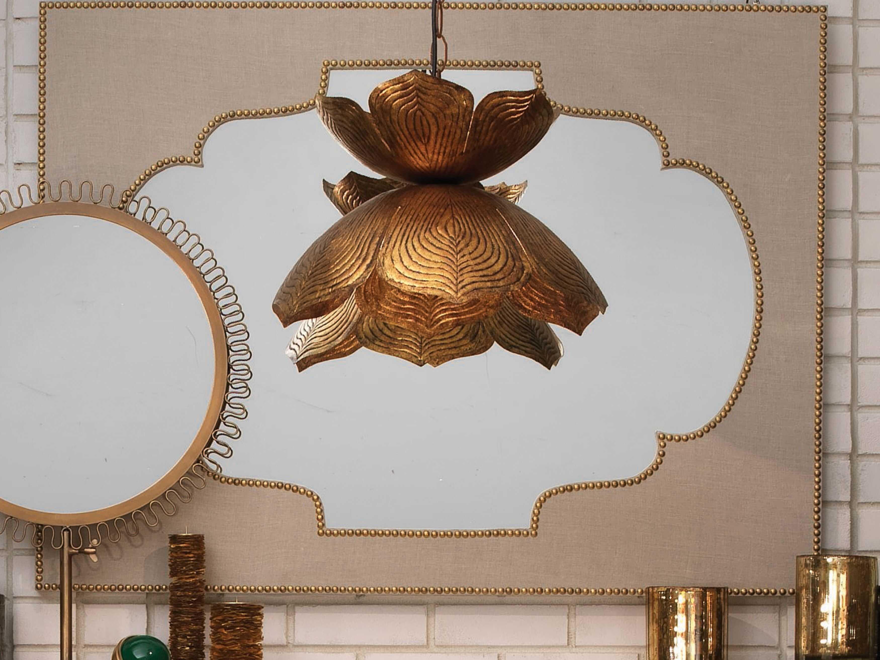 Jamie Young Flowering Lotus 1-Light Antique Gold Geometric Pendant