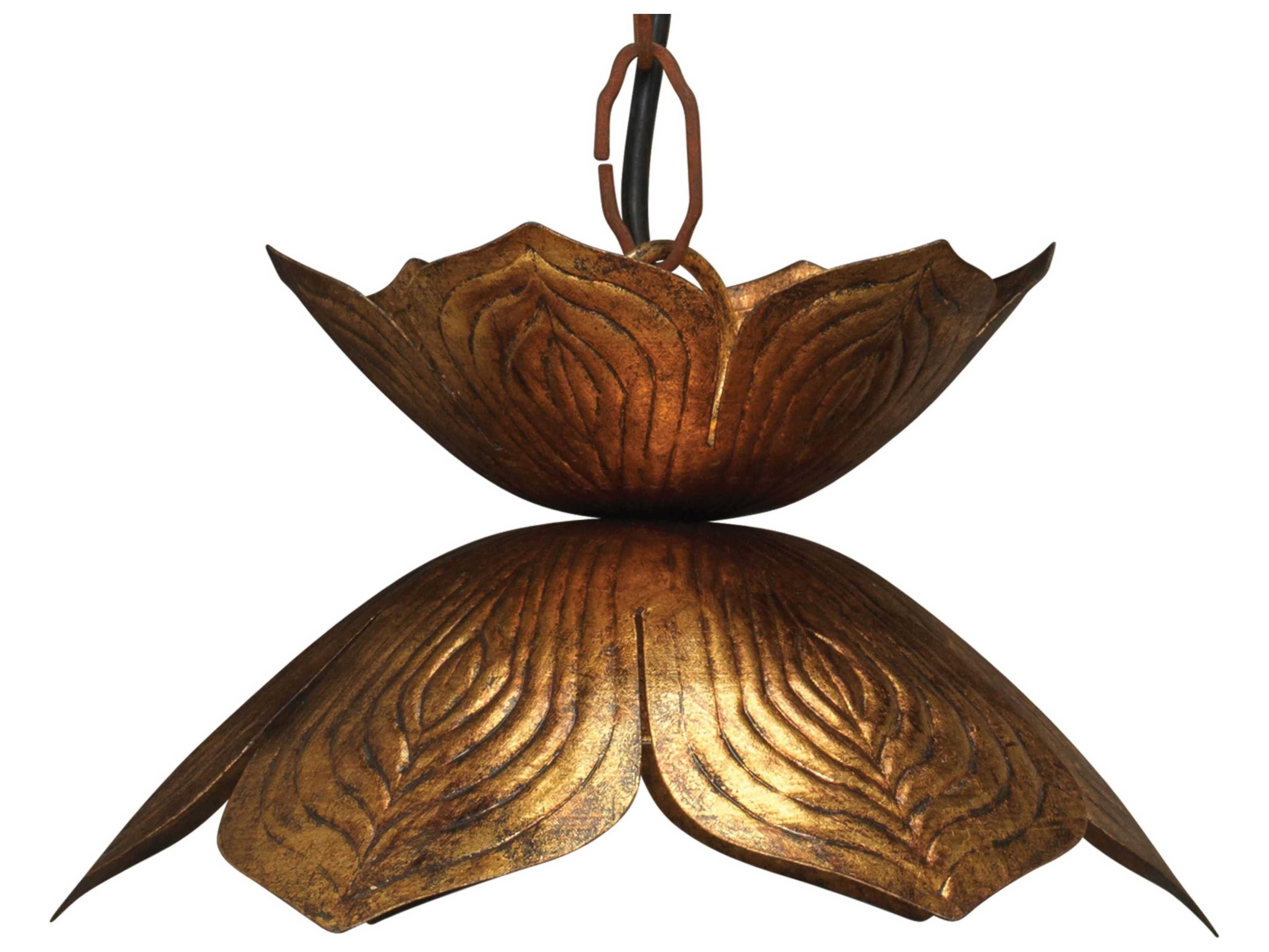 Jamie Young Flowering Lotus 1-Light Antique Gold Mini Pendant