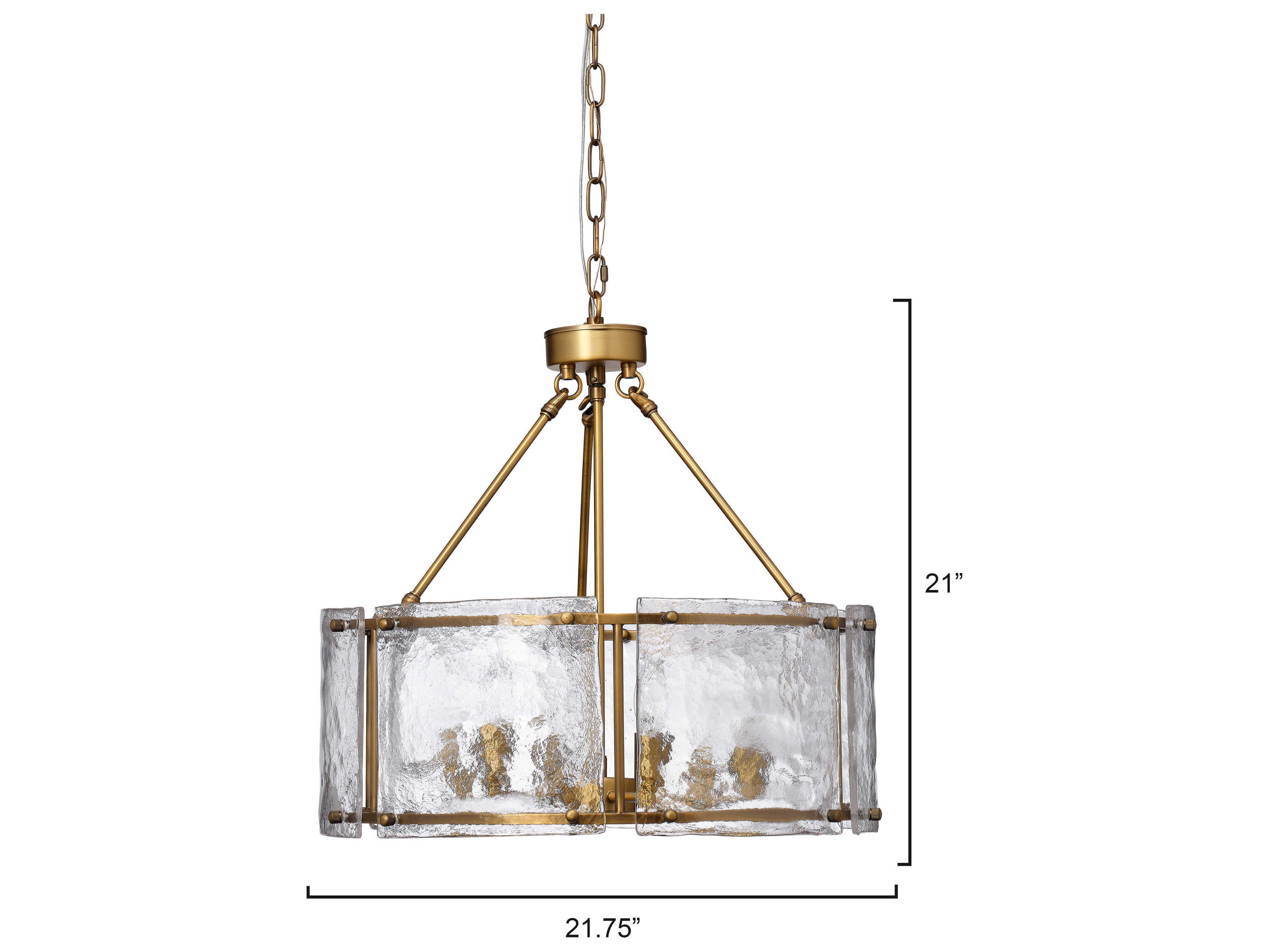 Jamie Young Glenn 6-Light Antique Brass Glass Candelabra Chandelier