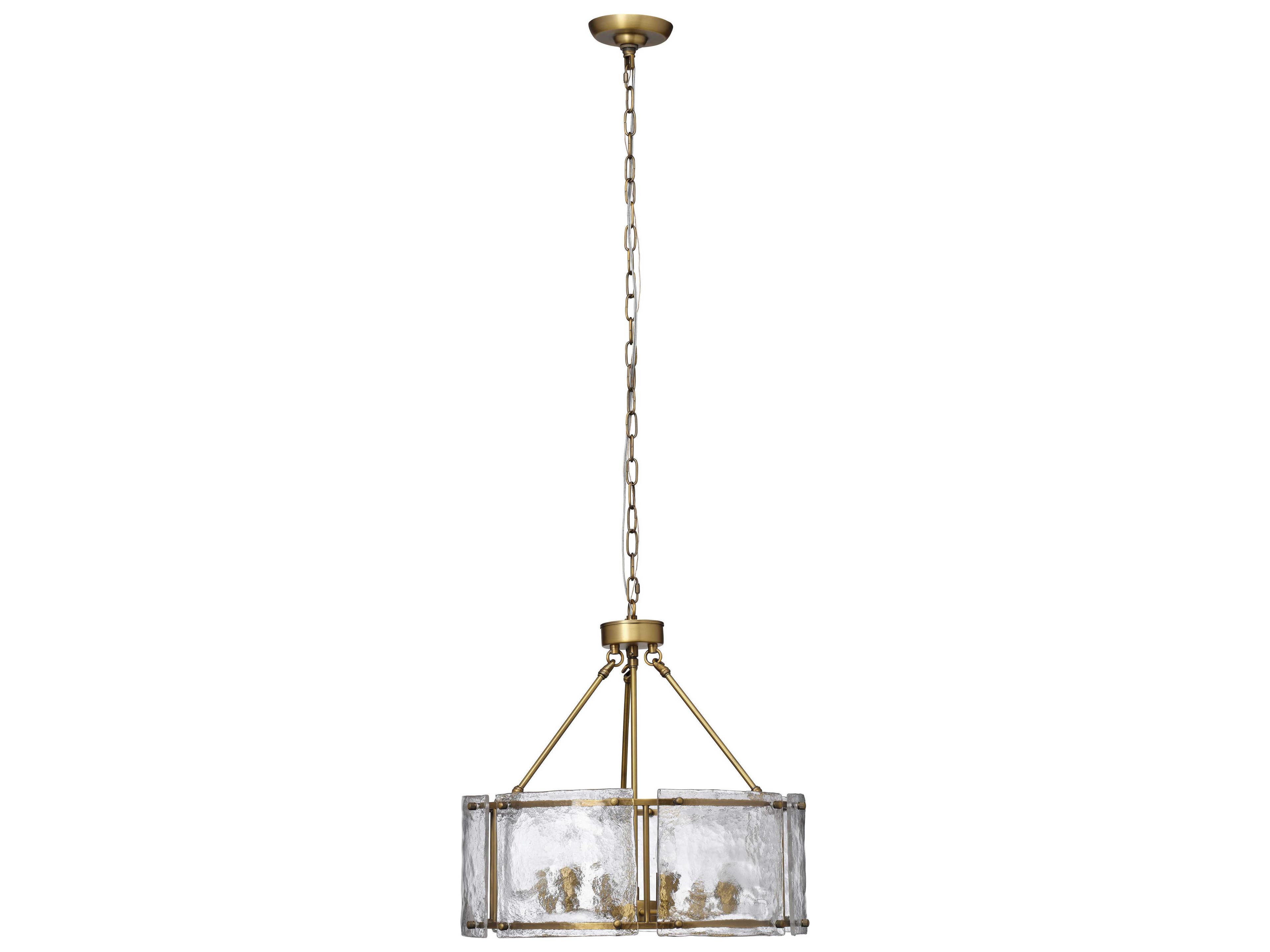 Jamie Young Glenn 6-Light Antique Brass Glass Candelabra Chandelier