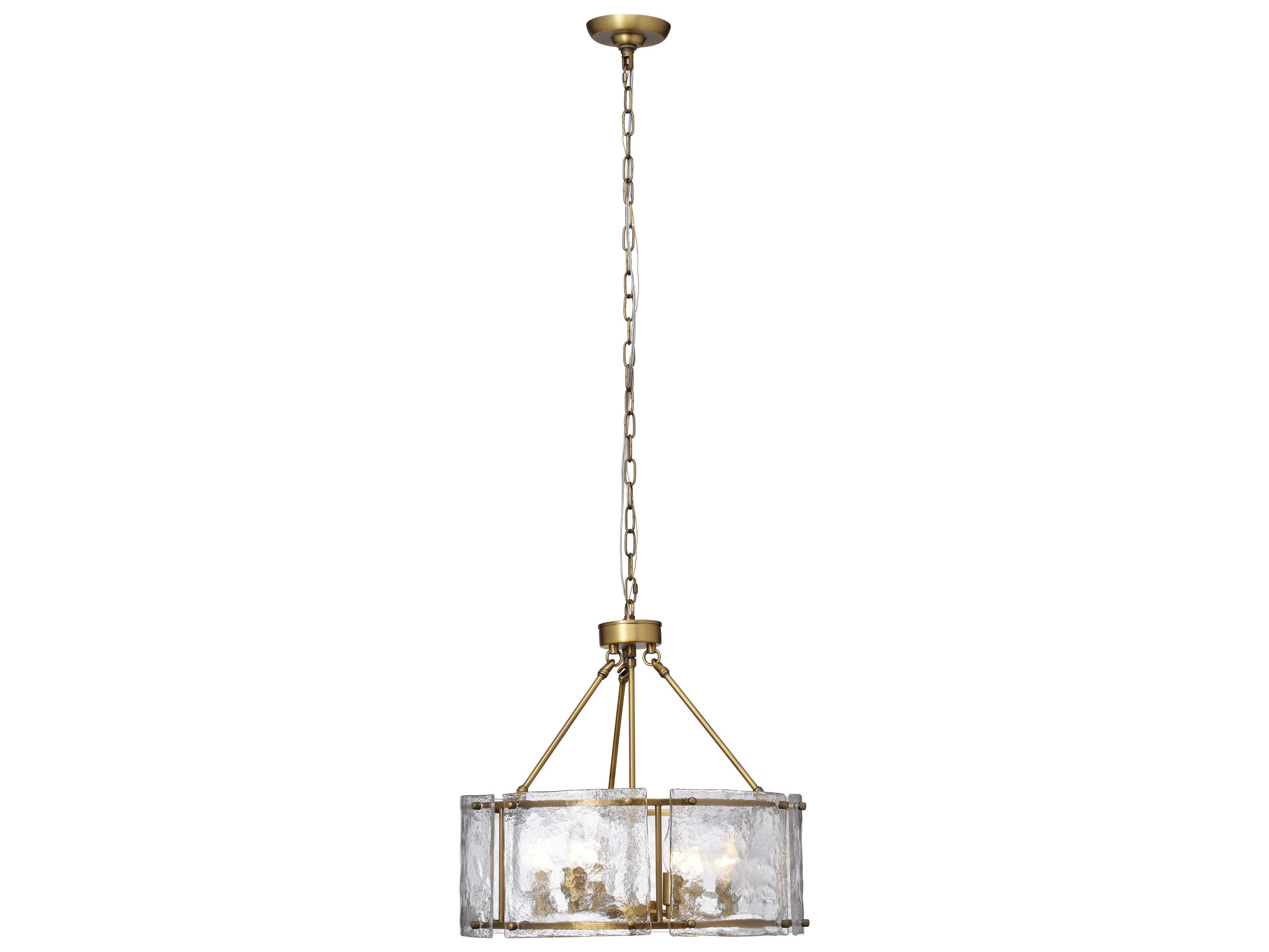 Jamie Young Glenn 6-Light Antique Brass Glass Candelabra Chandelier