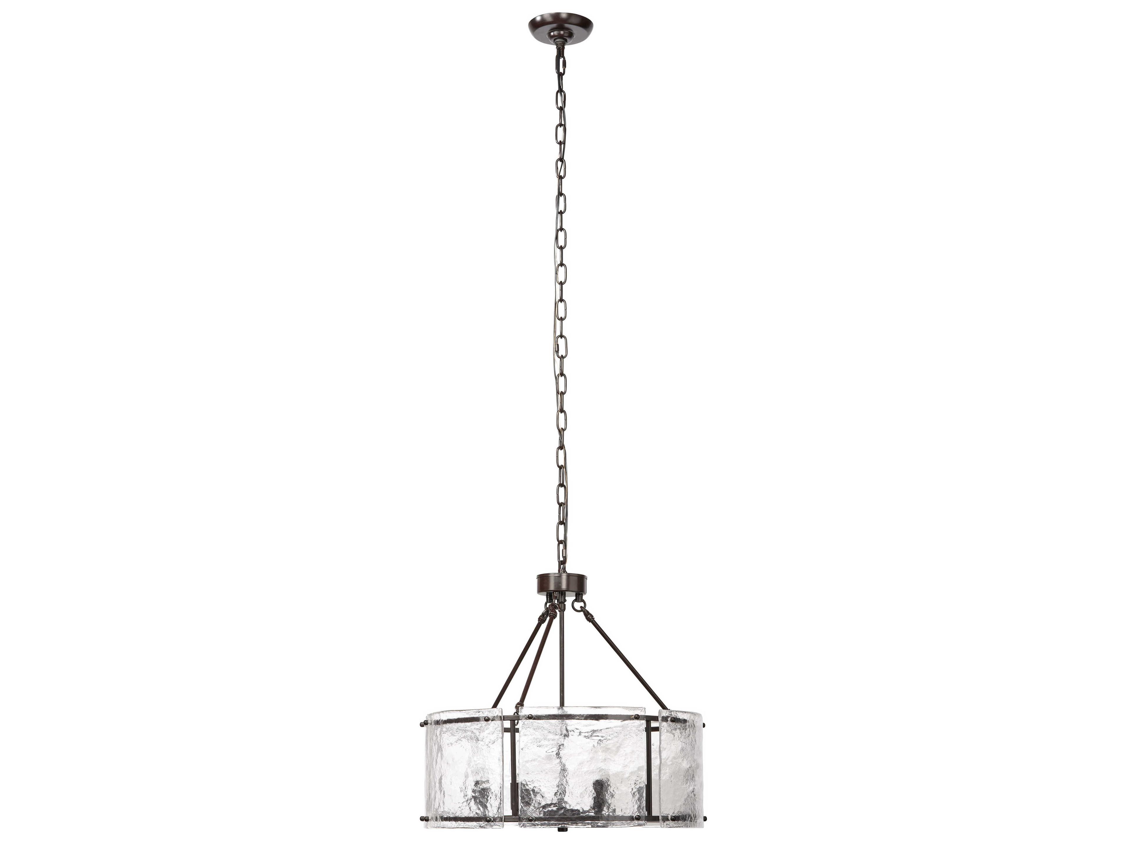 Jamie Young Glenn 6-Light Oil Rubbed Bronze Glass Drum Chandelier