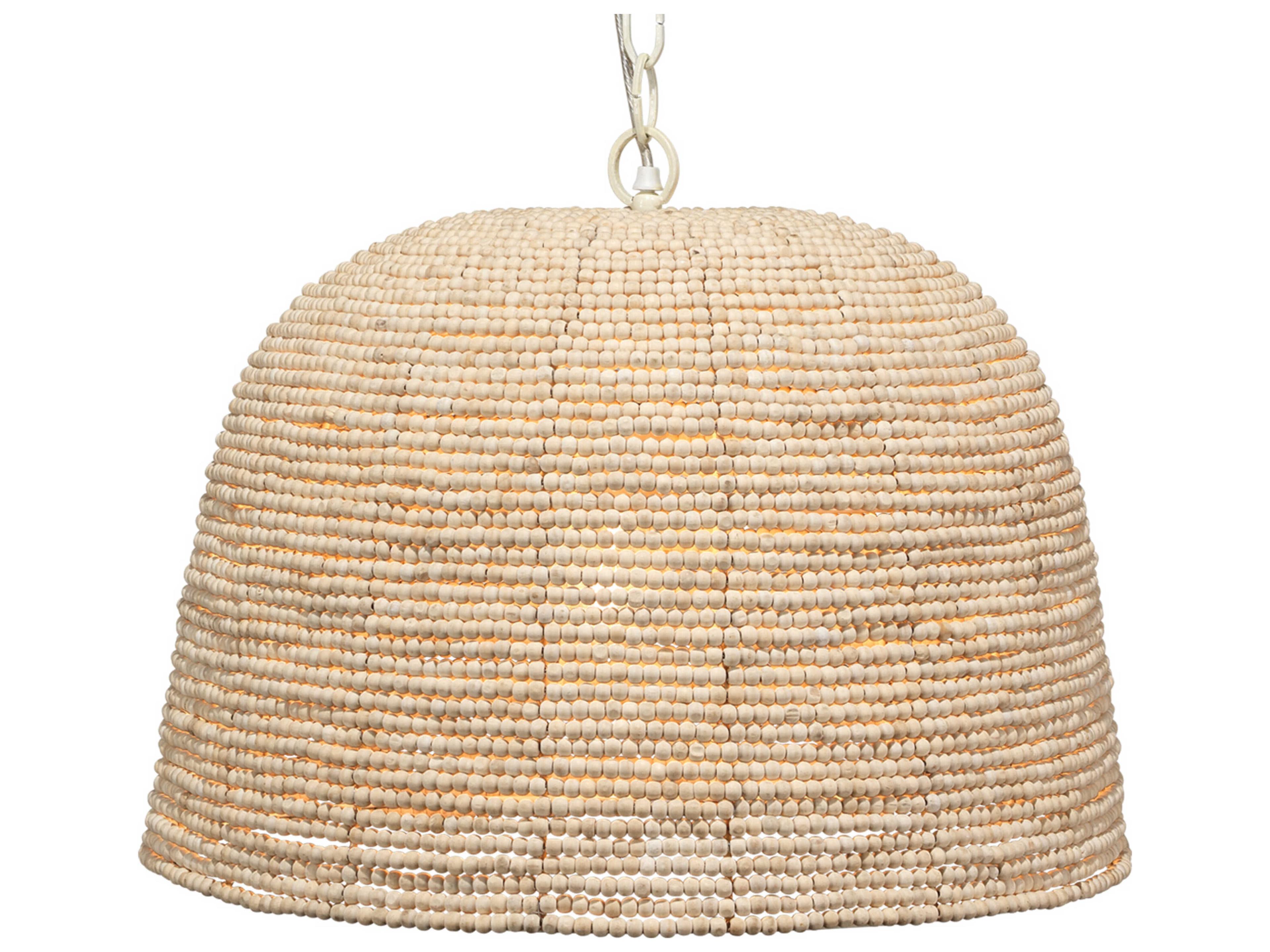 Jamie Young 1-Light Off White Beads Bowl Dome Pendant