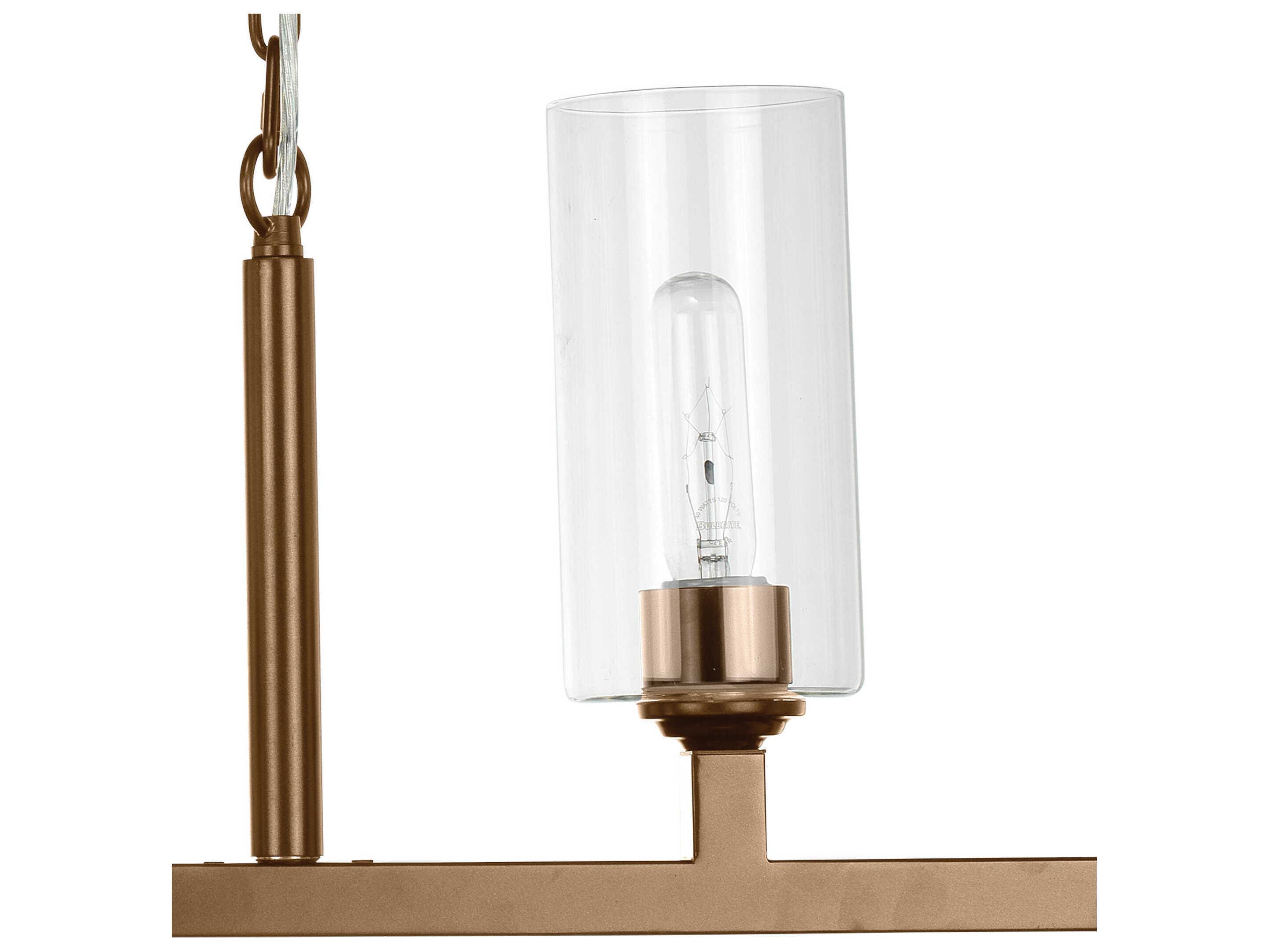 Jamie Young Linear 6-Light Antique Brass Clear Glass Cylinder Island Pendant