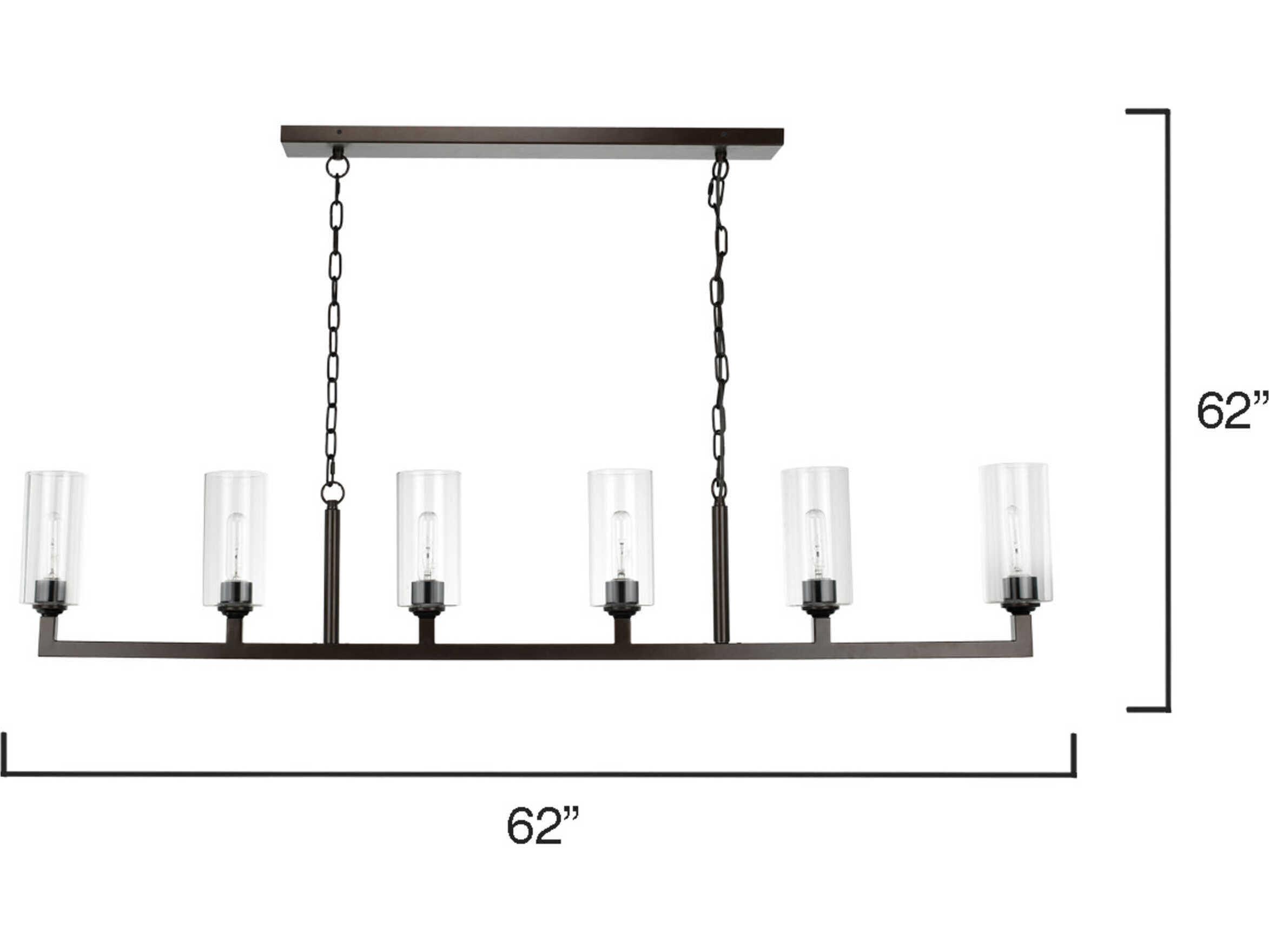 Jamie Young Linear 6-Light Oil Rubbed Bronze Clear Glass Cylinder Island Pendant